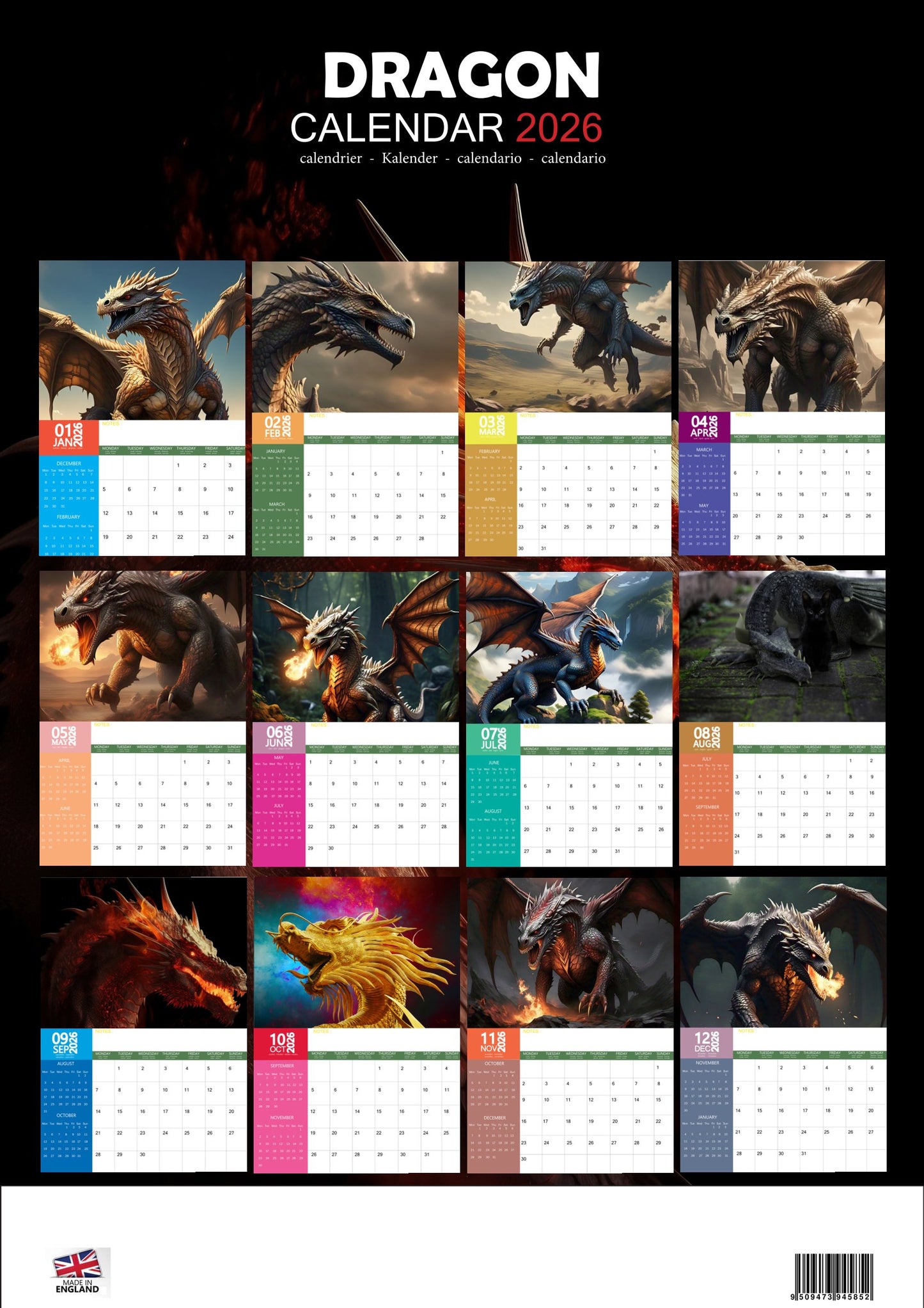 Dragon Fantasy Art Calendar 2026 – M-PRA Range