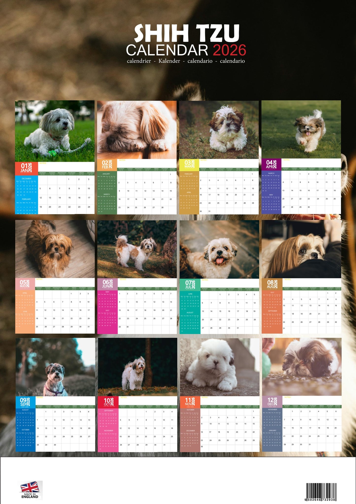 Shih Tzu Dog Calendar 2026 – M-PRA Range