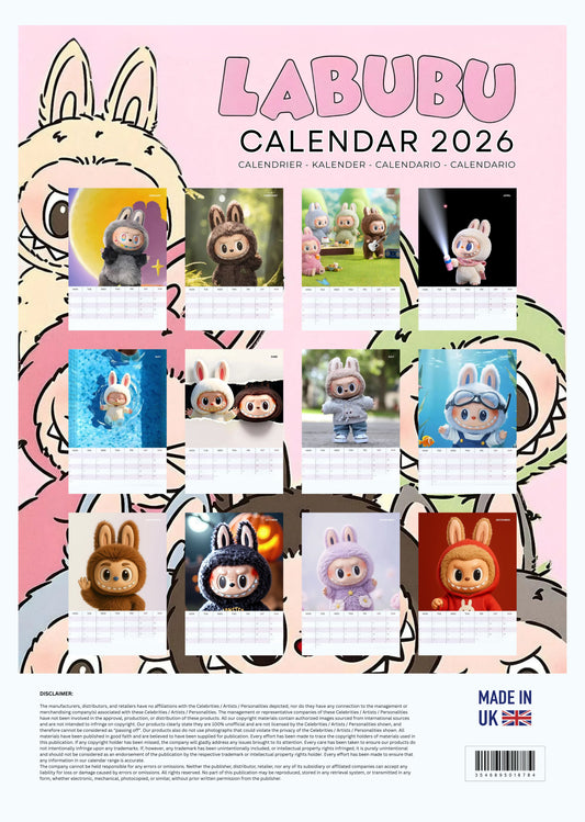 LABUBU 2026 Wall Calendar – Cute Character Collector’s Edition | Made in UK