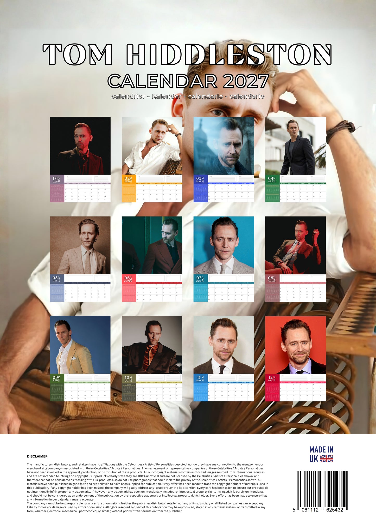 Tom Hiddleston Celebrity Calendar 2027 – M-PRA Range
