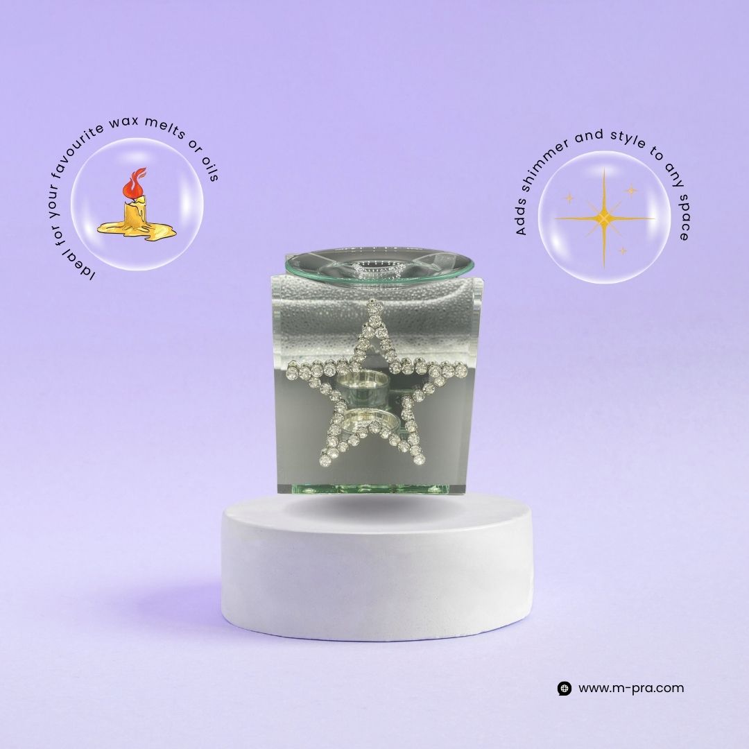 Square Star Mirror Tea Light Wax Burner
