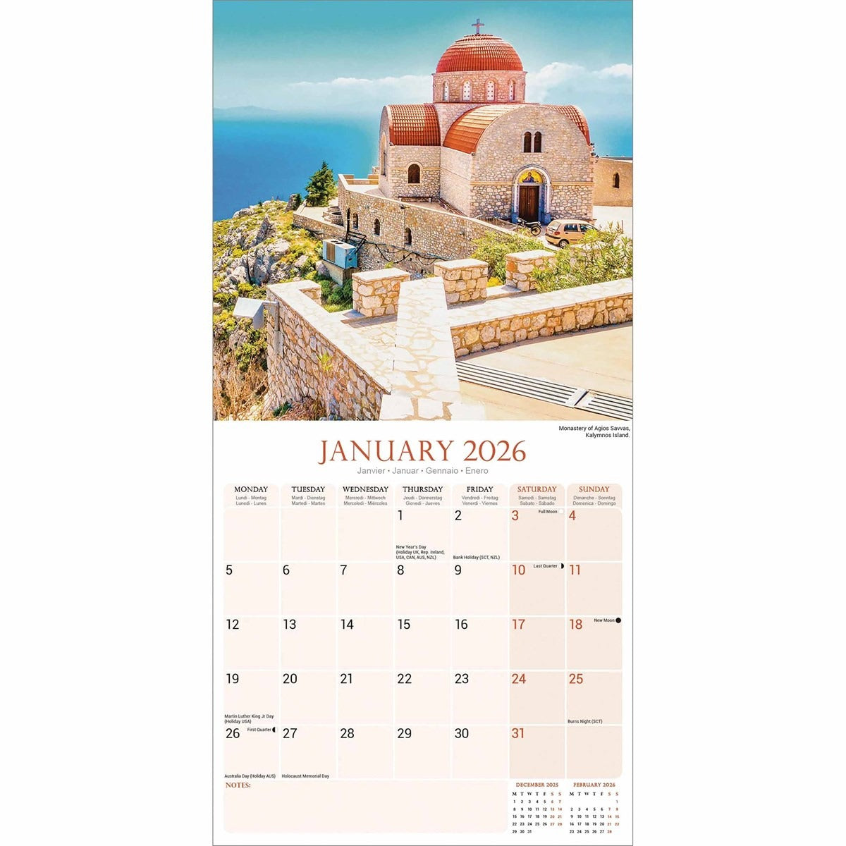 Greek Islands Square Calendar 2026 – Sun-Kissed Shores & Ancient Wonders