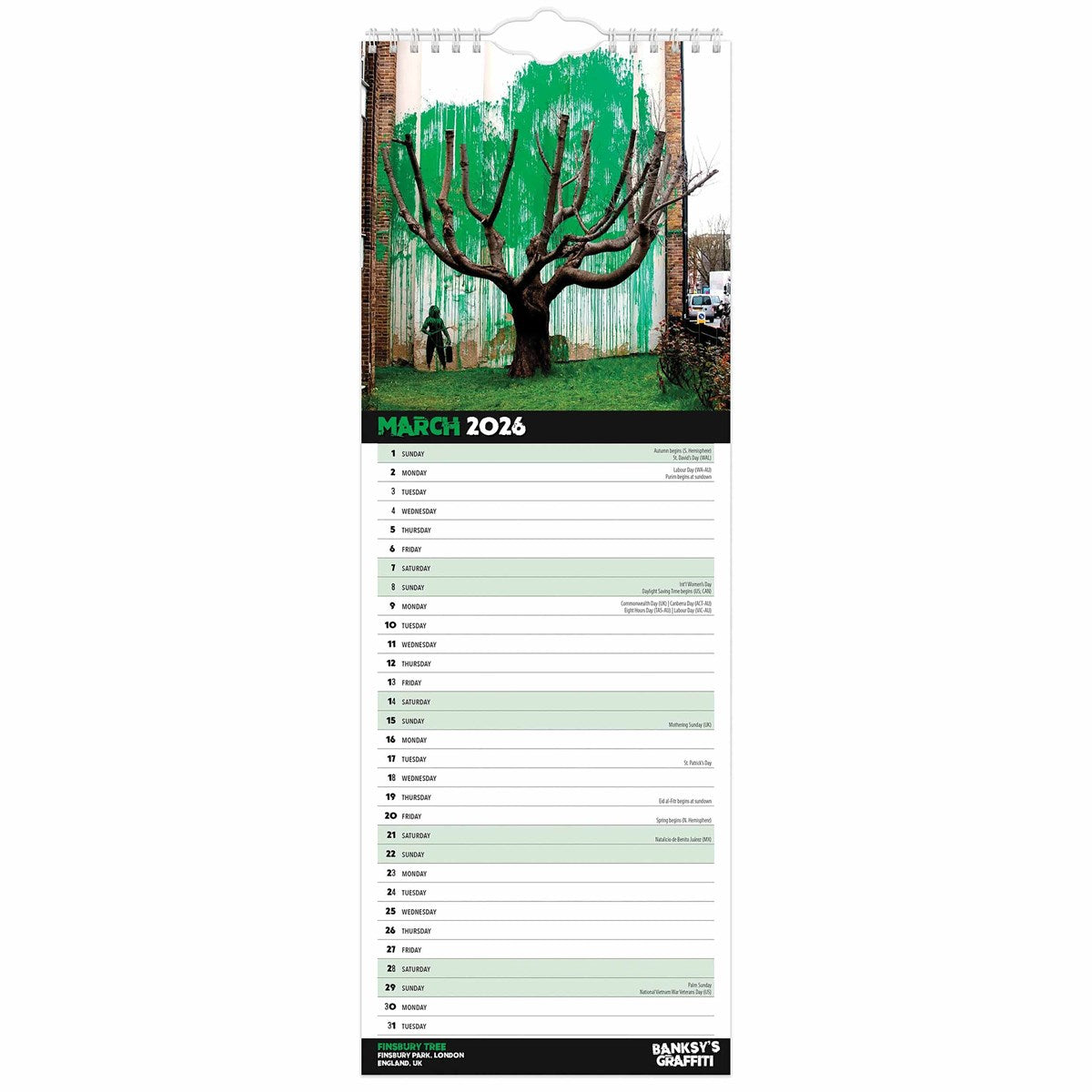 Banksy's Graffiti Slim Calendar 2026 – Iconic Street Art from Bristol