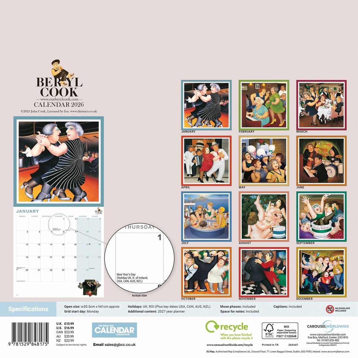Beryl Cook Square Calendar 2026 – A Year of British Humour and Charm