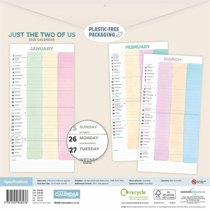 Just the Two of Us Couples Square Planner 2026 – Plan Together, Stay Together