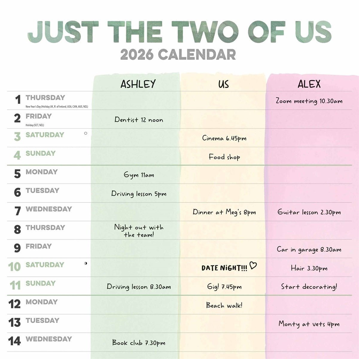 Just the Two of Us Couples Square Planner 2026 – Plan Together, Stay Together