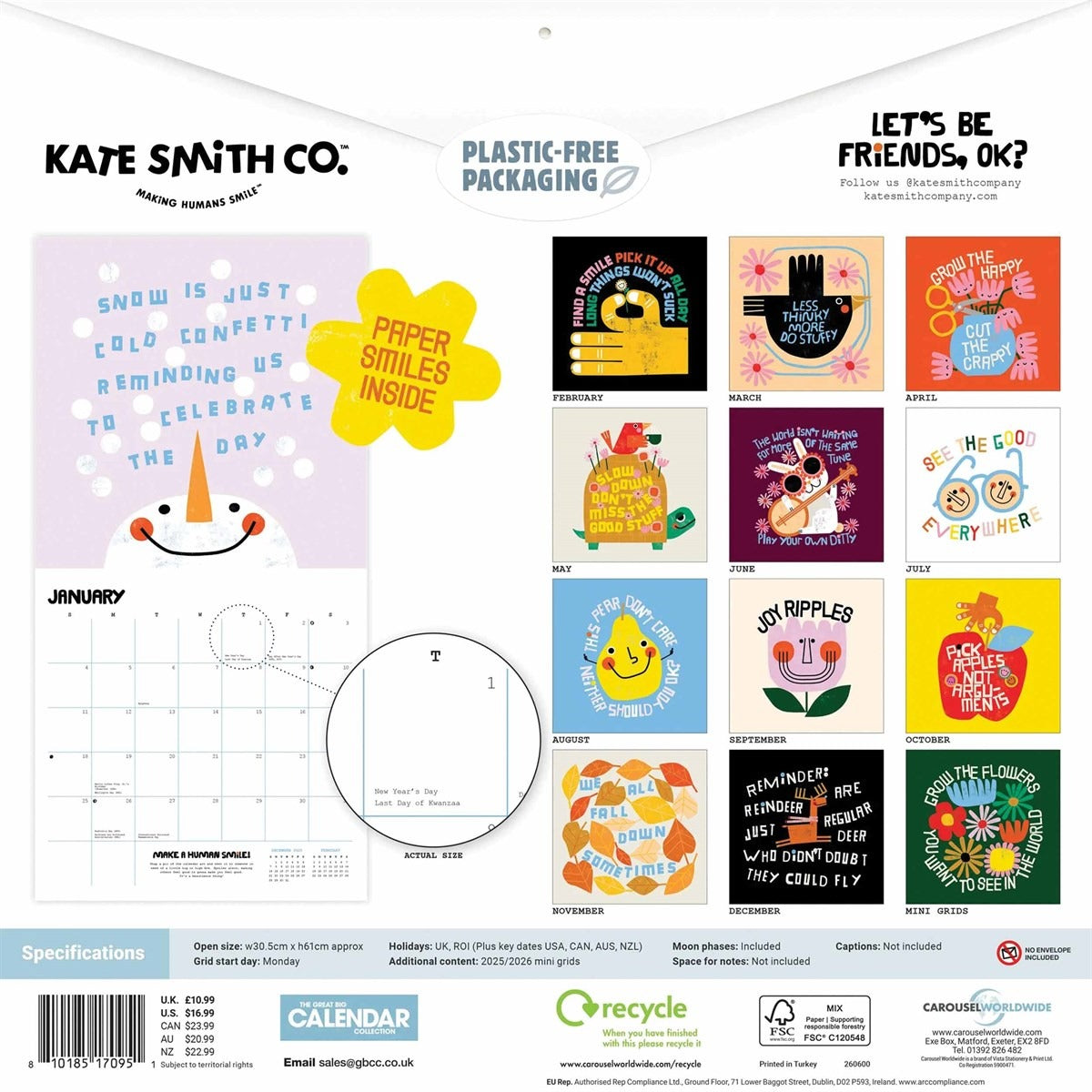 Bloom Anyhow Square Calendar 2026 – Brighten Every Day with Joy