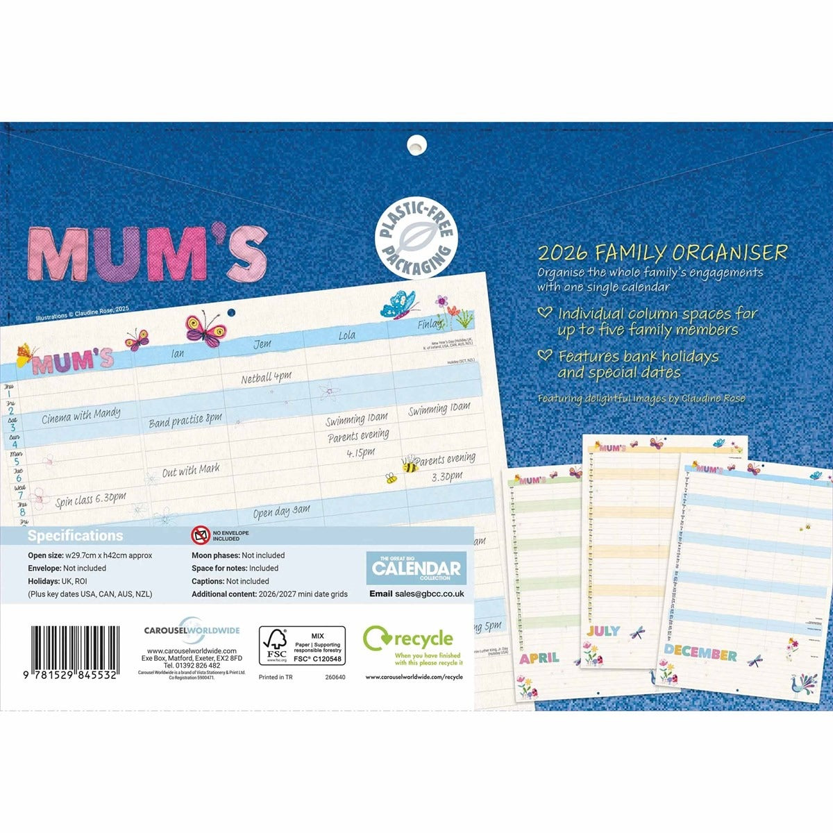 Mum's Fabric & Buttons A4 Family Organiser 2026 – Colourful Coordination for Busy Lives