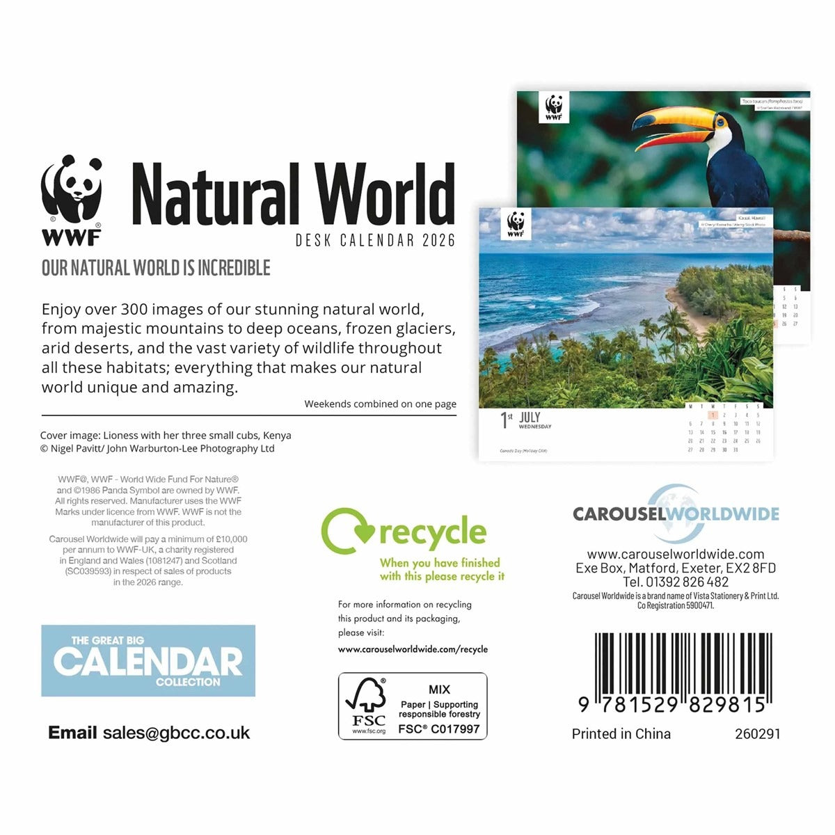 WWF Natural World Desk Calendar 2026 – Nature’s Beauty, Day by Day