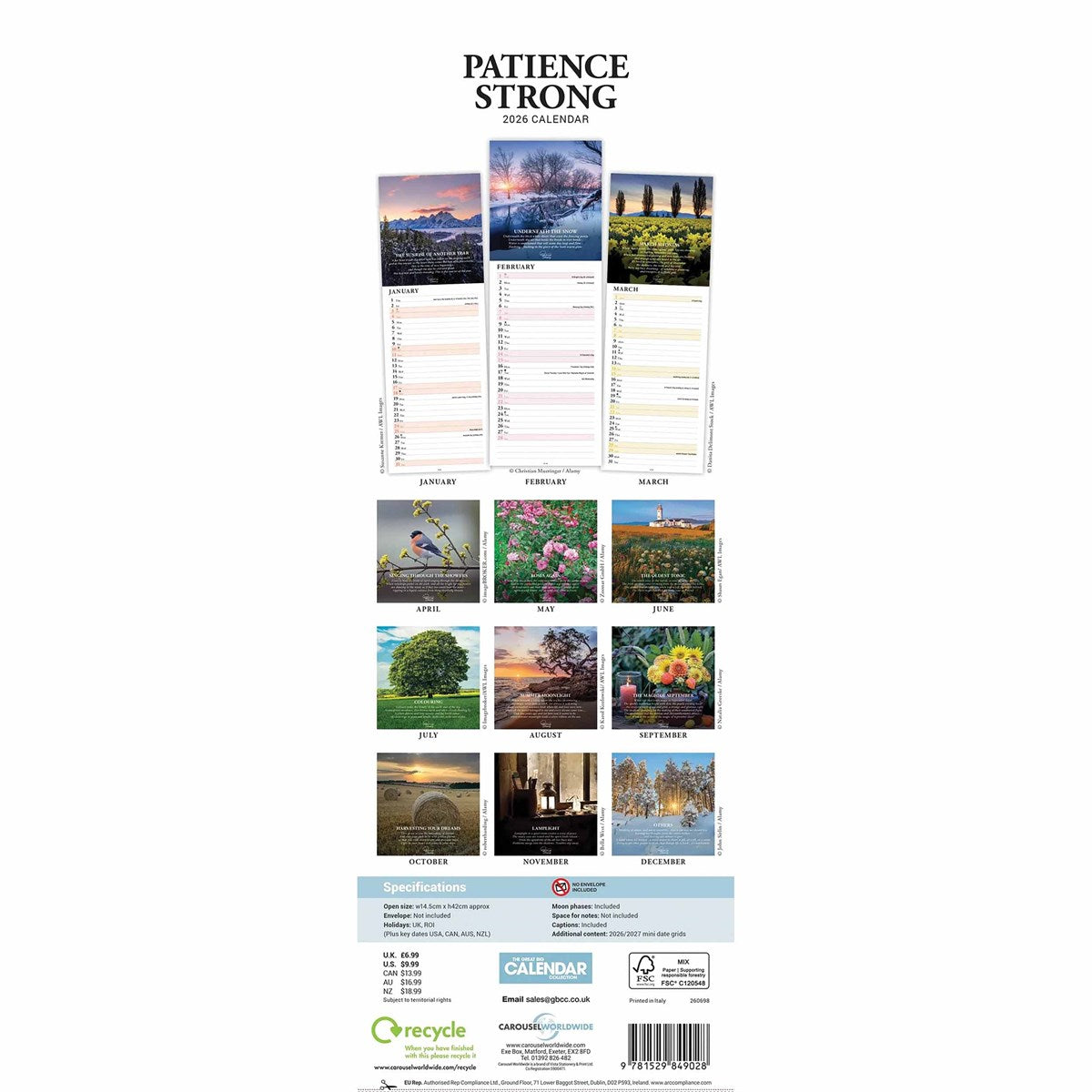Patience Strong Slim Calendar 2026 – Start Each Day Inspired with Meaningful Poems