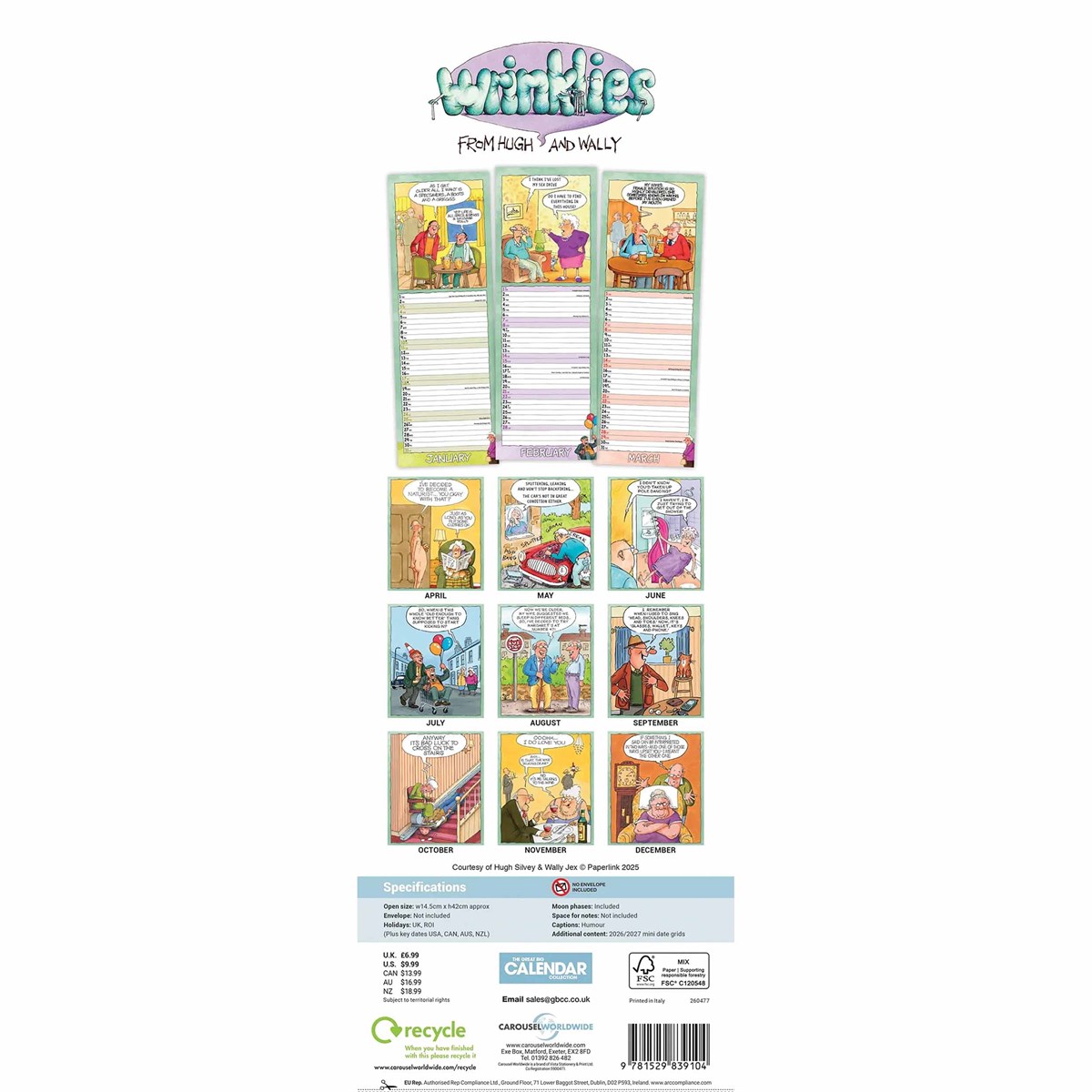 Wrinklies Slim Calendar 2026 – Celebrate Getting Older with Laughter