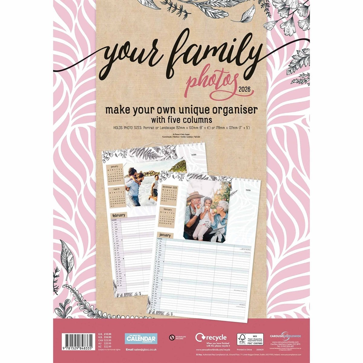 Your Family Photos A3 Family Planner 2026 – Personalise Your Year