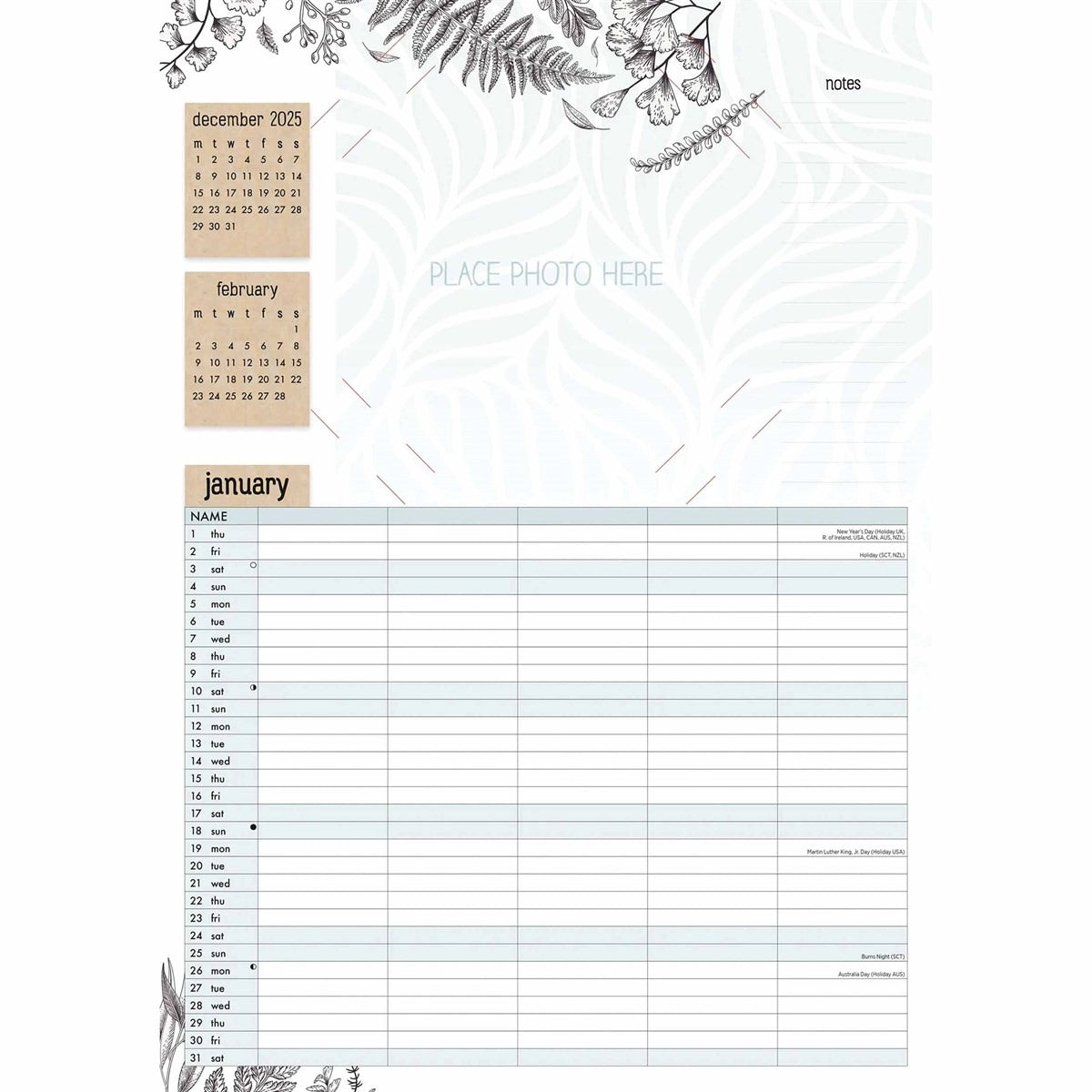 Your Family Photos A3 Family Planner 2026 – Personalise Your Year