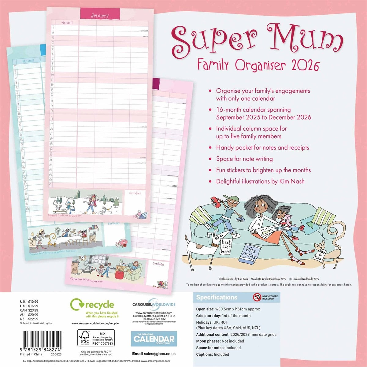 Super Mum Family Square Organiser 2026 – Keep Your Family Super Organised