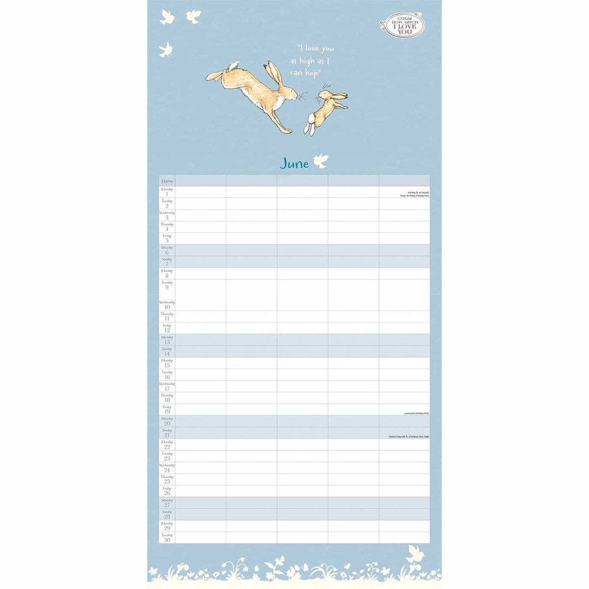 Guess How Much I Love You Family Square Organiser 2026 – Heartfelt Moments for the Whole Family