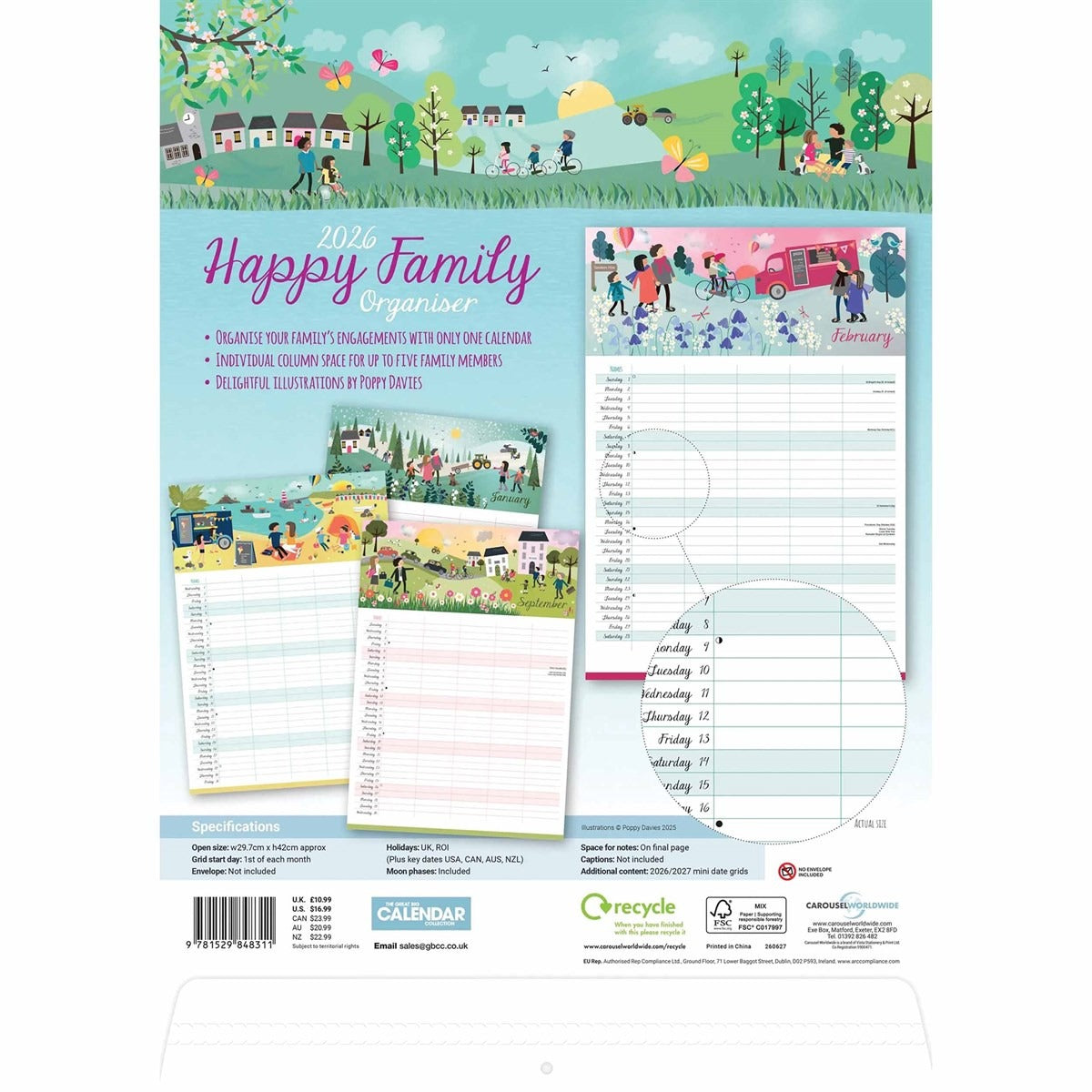 Happy Family A3 Family Organiser 2026 – Brighten Every Month