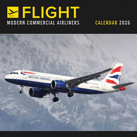 Flight, Modern Commercial Airliners Square Calendar 2026 – Take Off Every Month