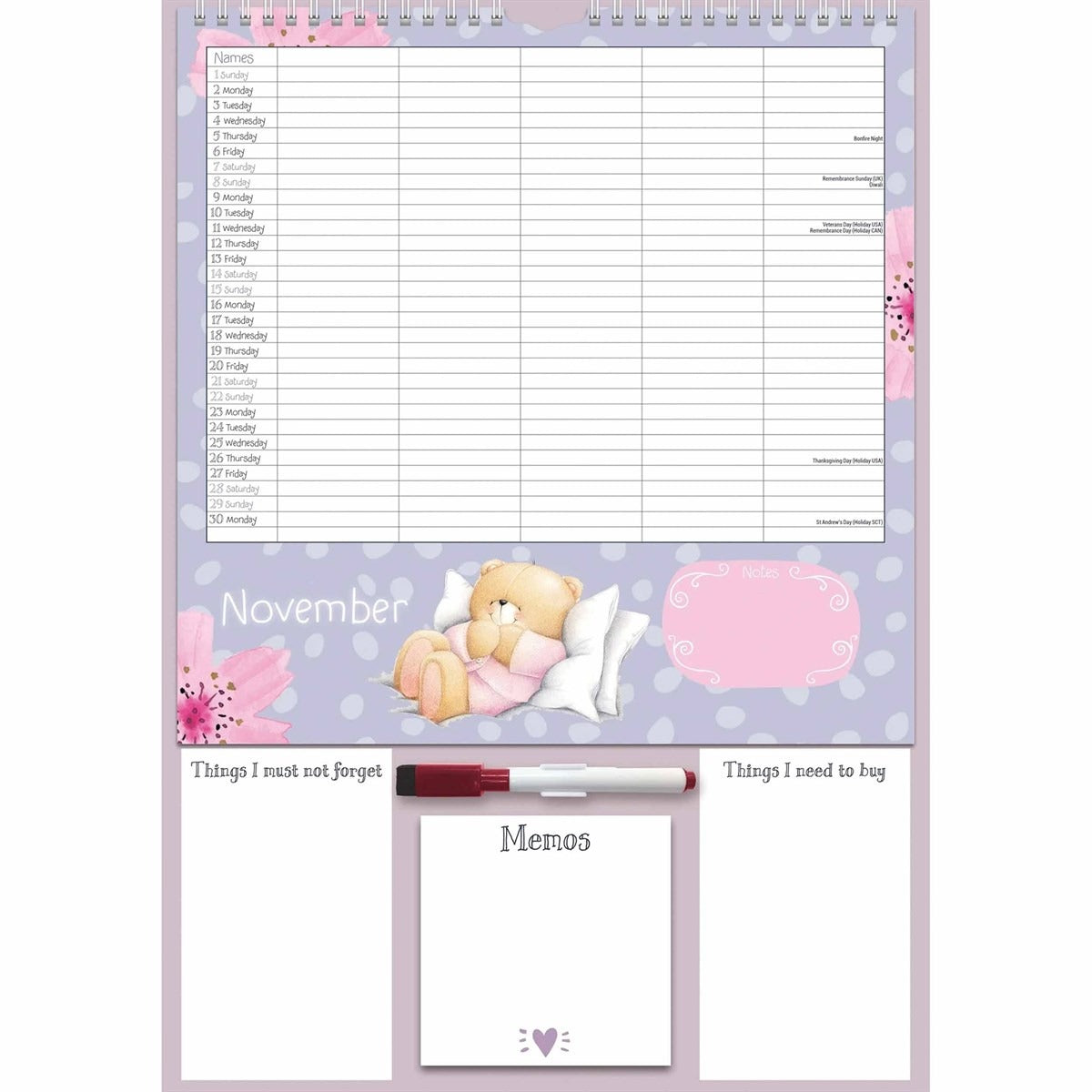 Forever Friends A3 Family Organiser 2026 – A Hug of Organisation for Every Month
