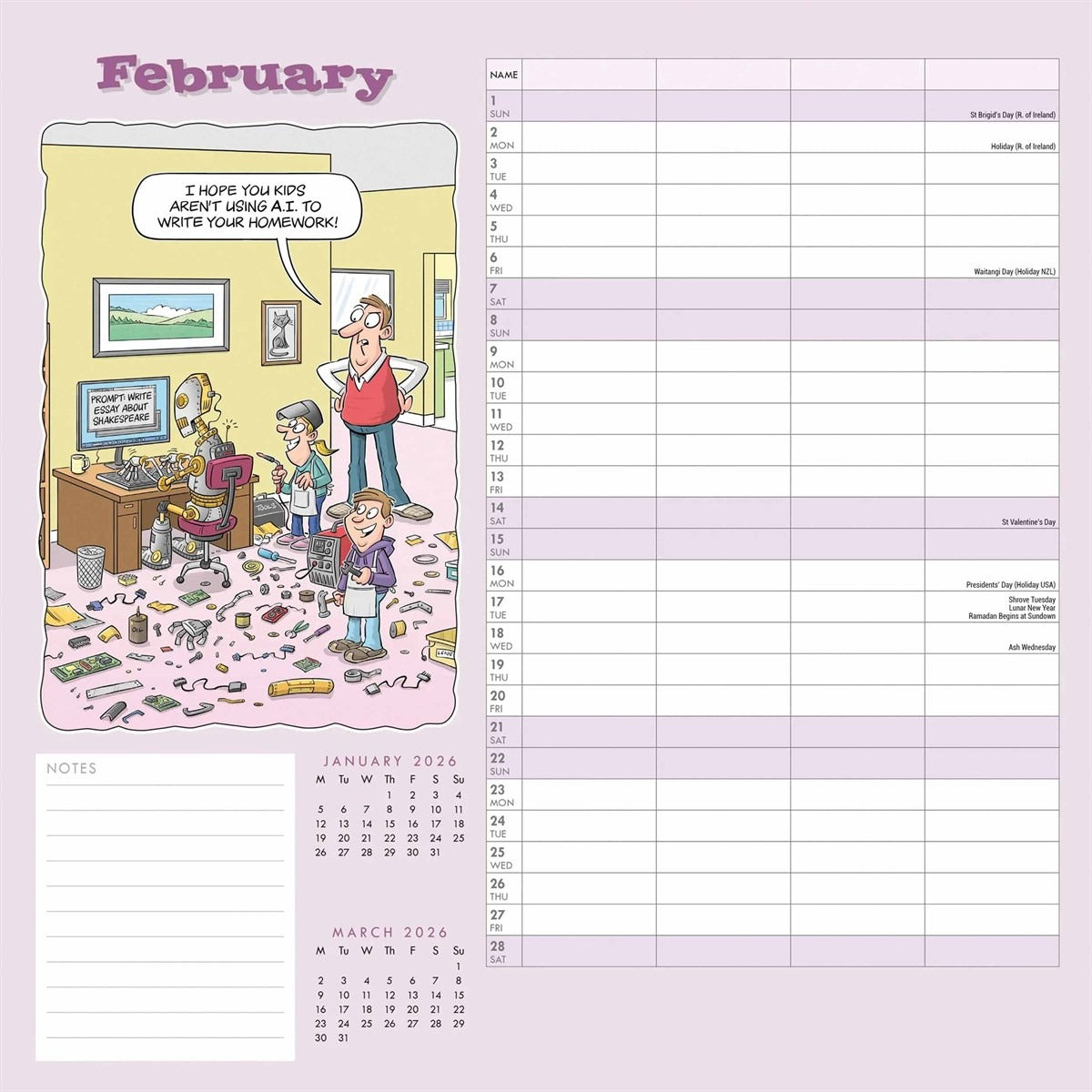 Funny Side Of Life Family Square Organiser 2026 – Laugh Through the Chaos