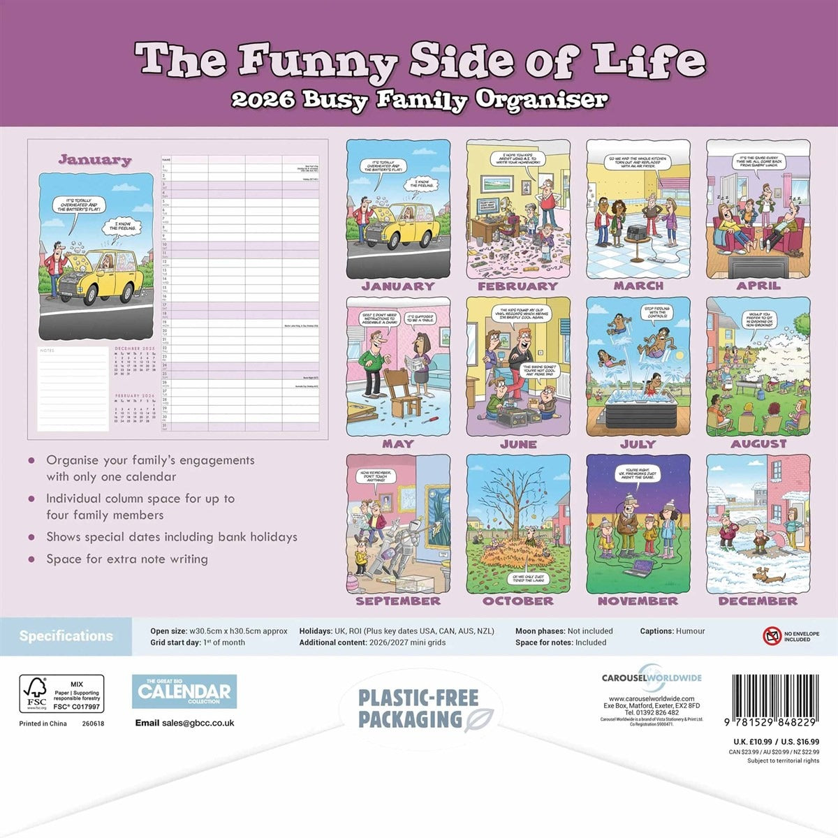 Funny Side Of Life Family Square Organiser 2026 – Laugh Through the Chaos