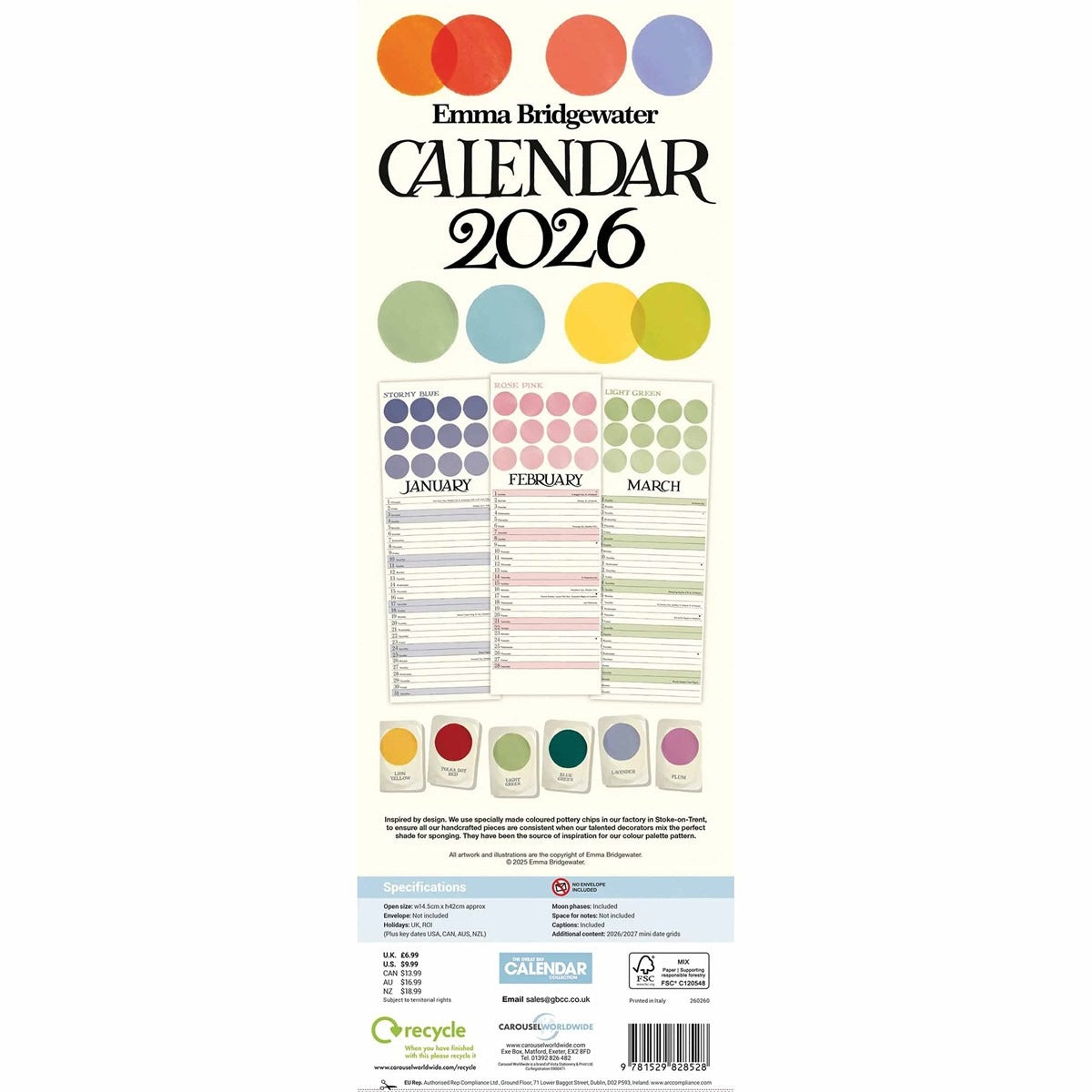 Emma Bridgewater Slim Calendar 2026 – Classic British Style for Your Year