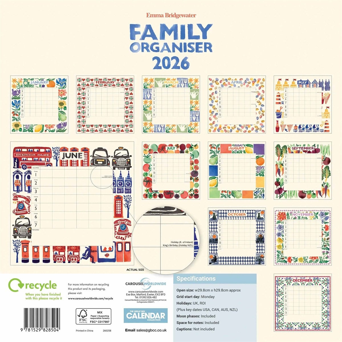 Emma Bridgewater Wildflowers Family Square Organiser 2026 – Stay Organised with Springtime Cheer