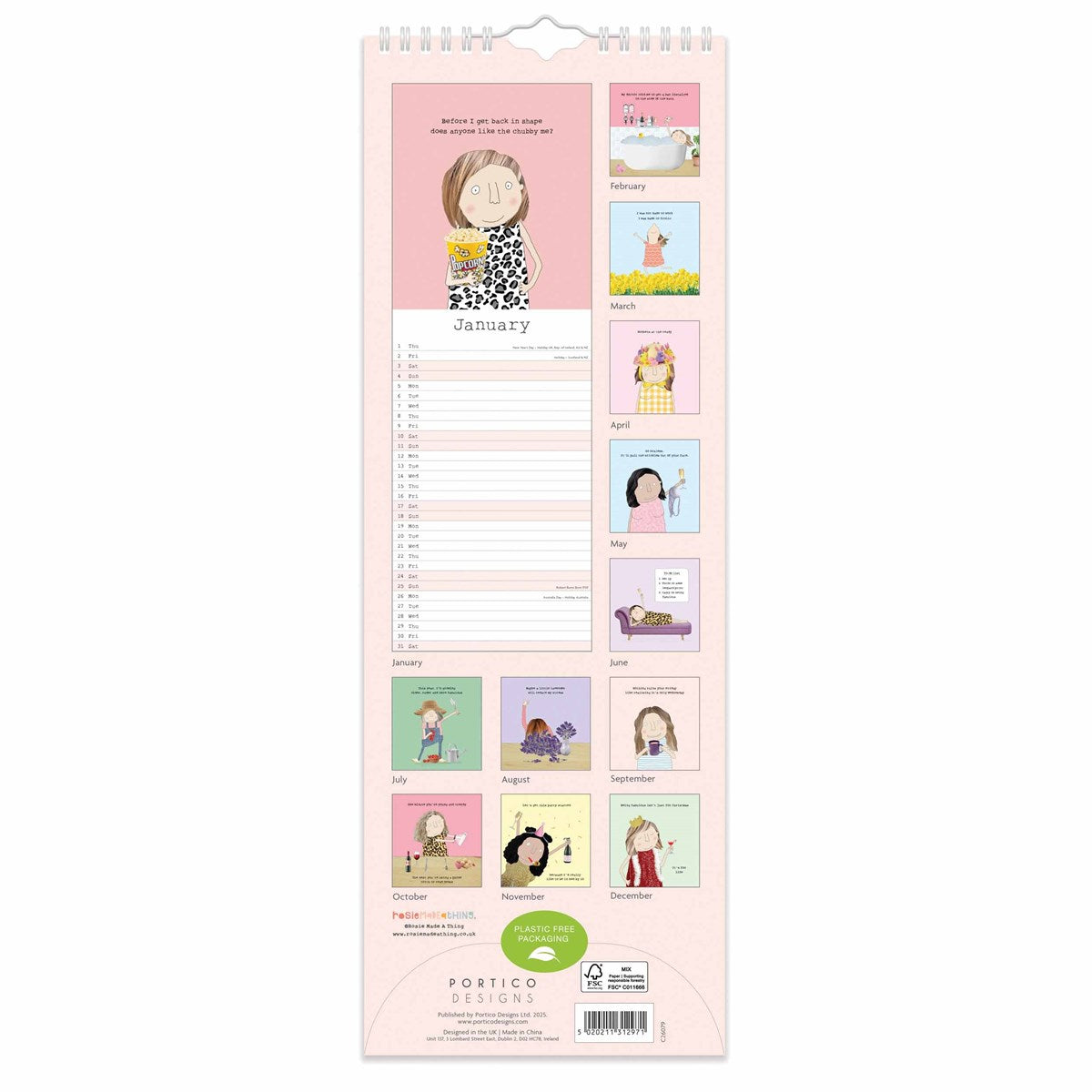 Rosie Made A Thing Slim Calendar 2026 – Hilarious Captions & Quirky Sketches