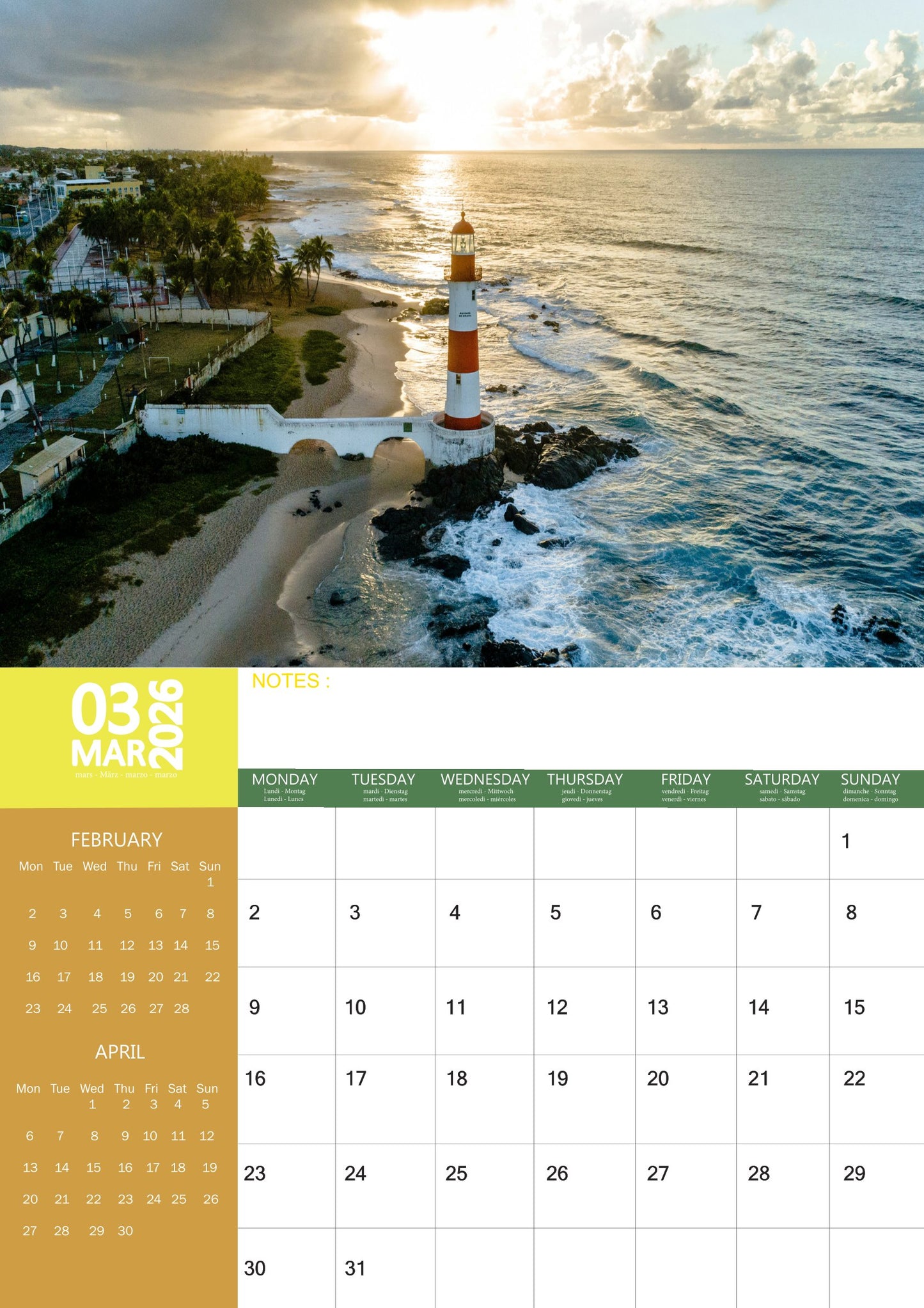 Brazil Calendar 2026 – M-PRA Range