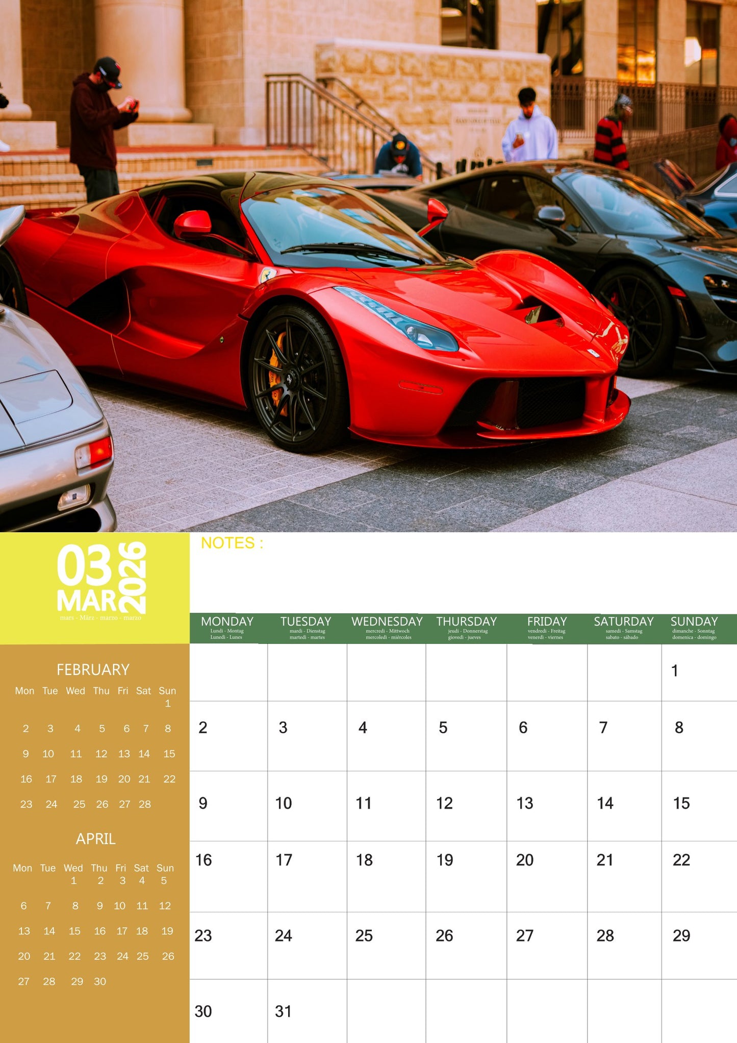 Supercars Transport Calendar 2026 – M-PRA Range