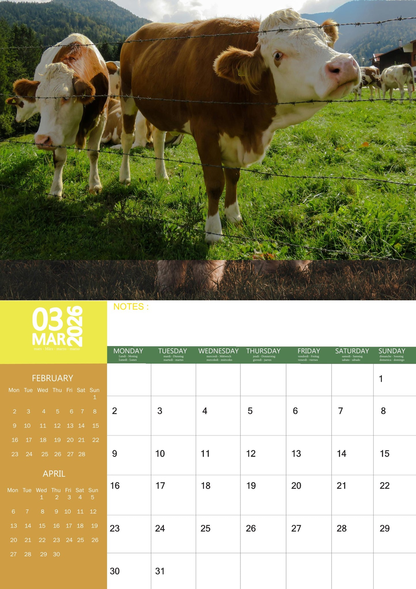 Cow Calendar 2026 – M-PRA Range
