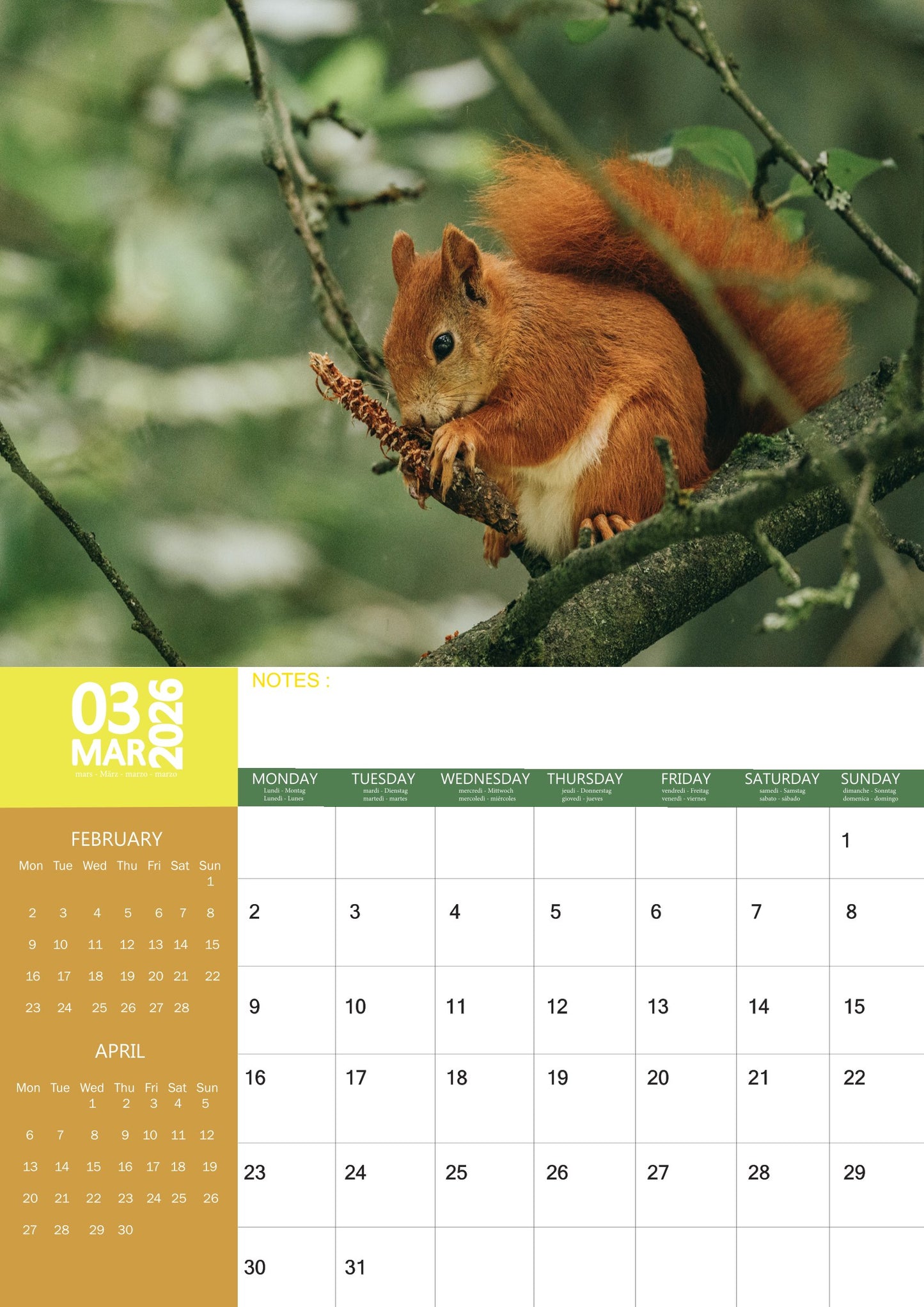 Squirrel Calendar 2026 – M-PRA Range