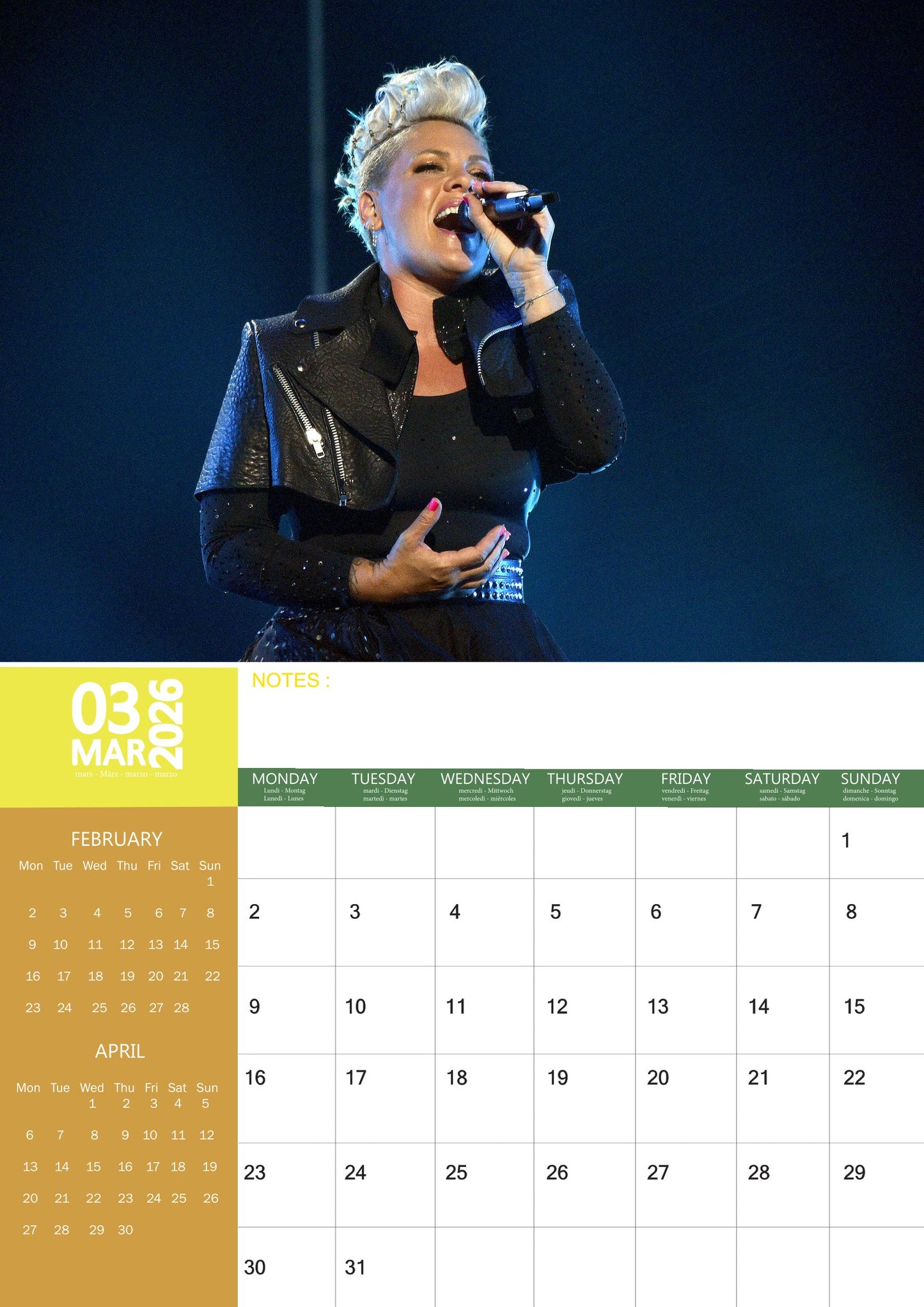 Pink Music Calendar 2026 – M-PRA Range