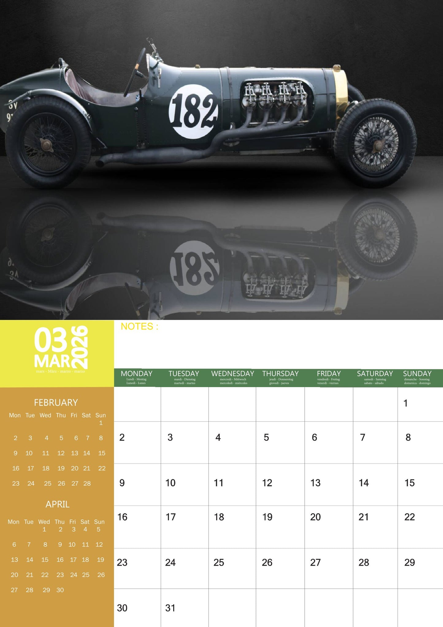 British Classic Cars Transport Calendar 2026 – M-PRA Range