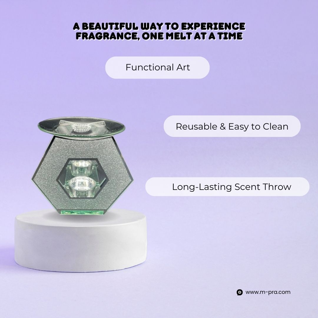 Silver Hexagon Tea Light Wax Burner