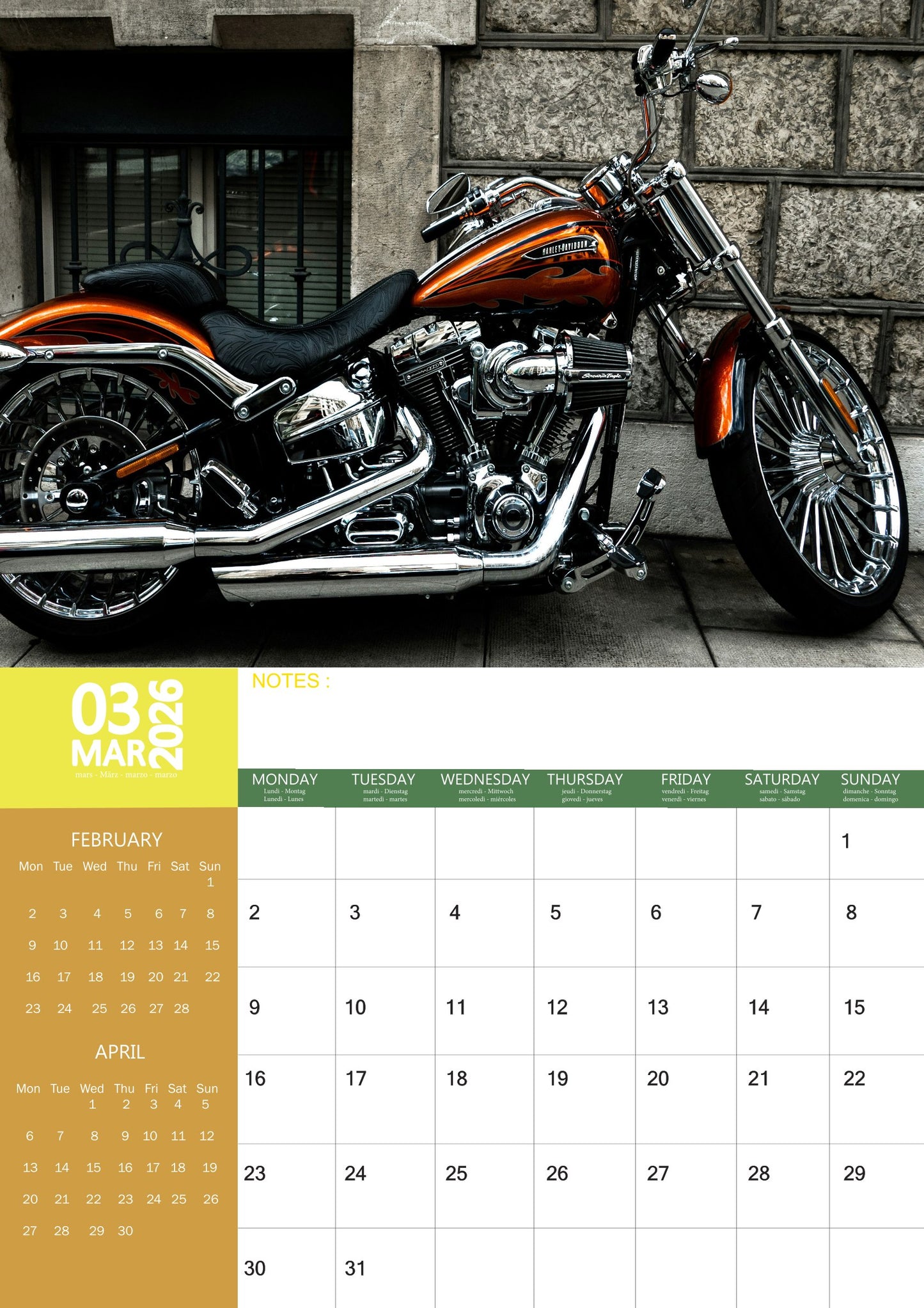 Harley Davidson Transport Calendar 2026 – M-PRA Range