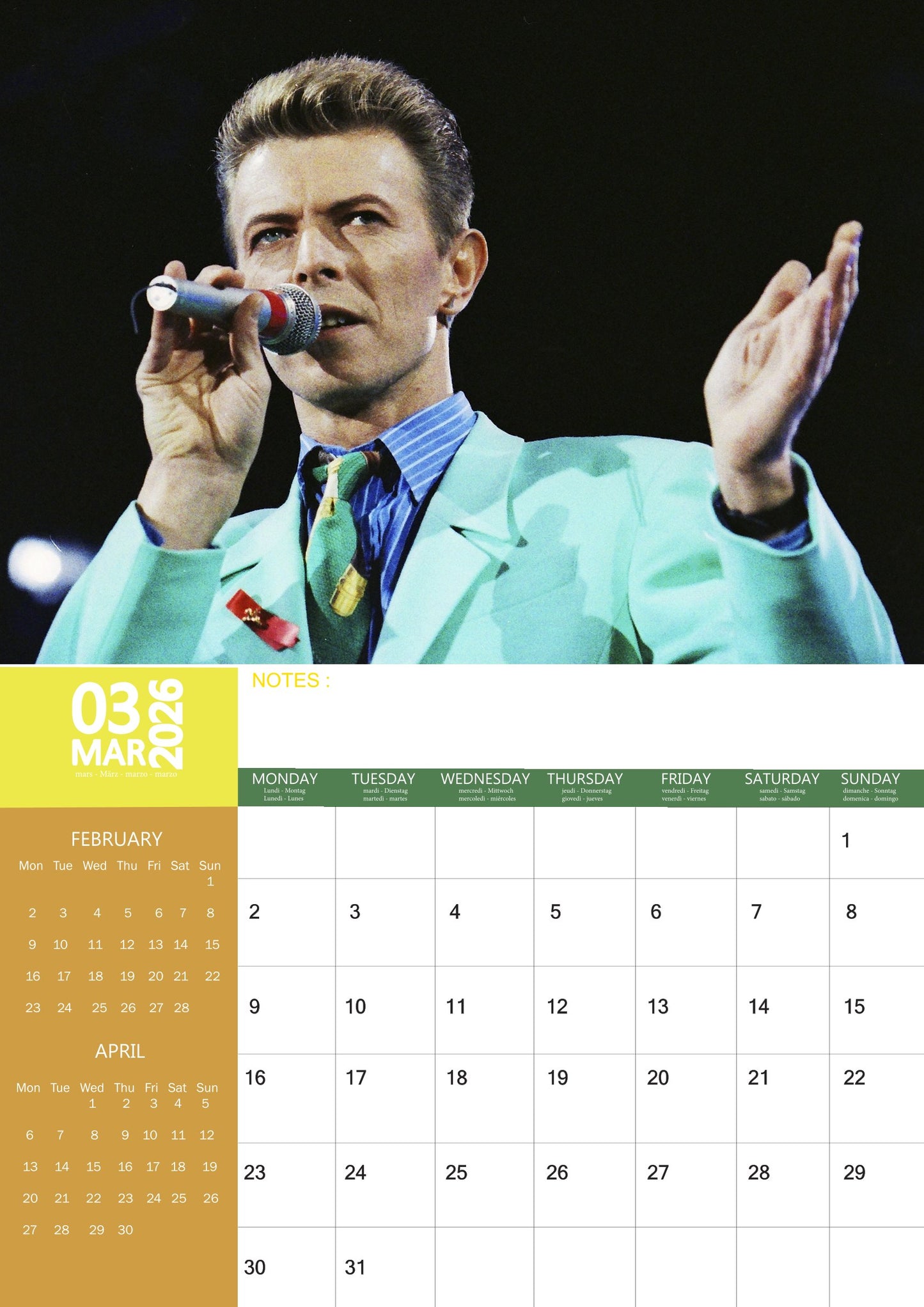 David Bowin Music Calendar 2026 – M-PRA Range