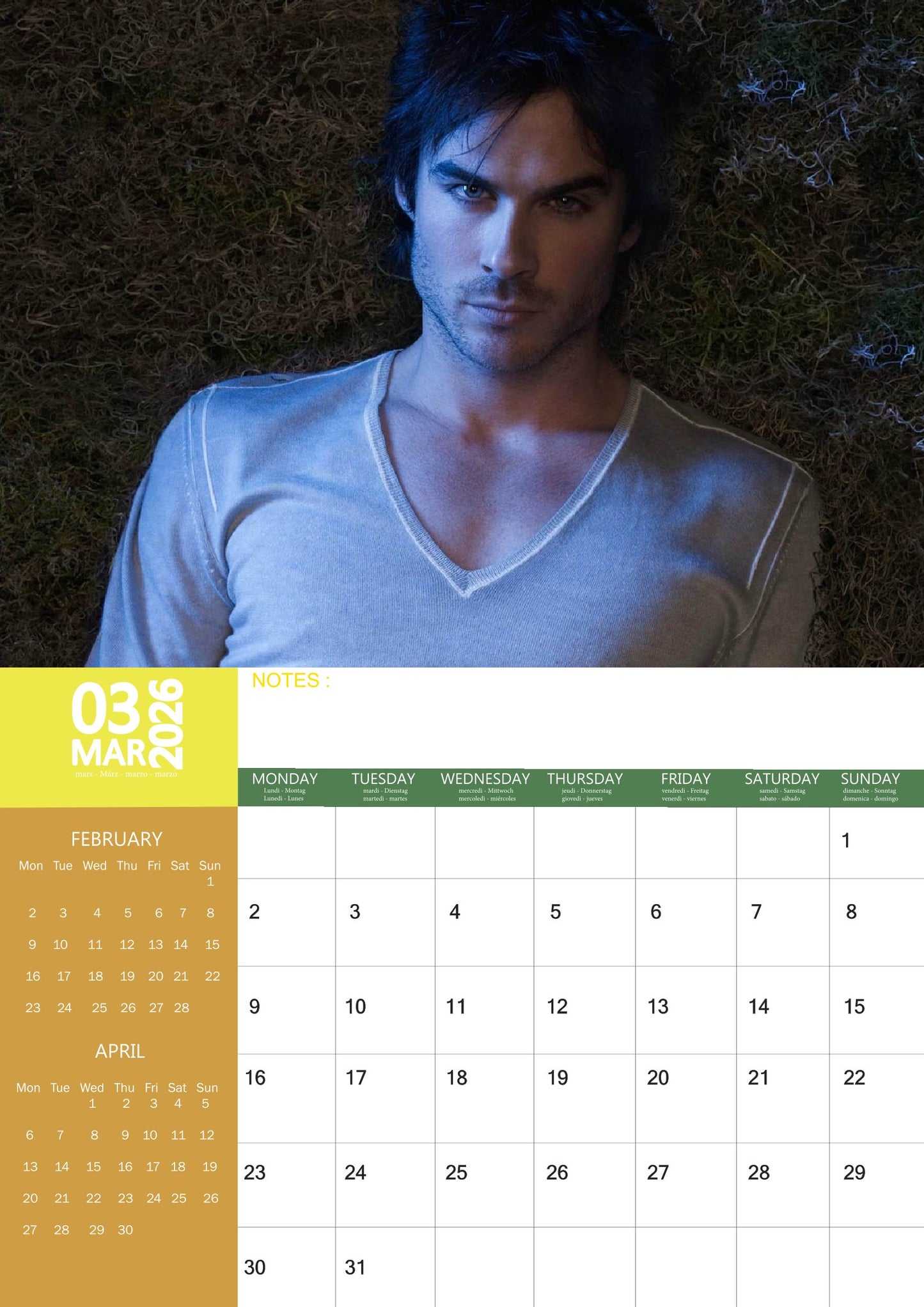 Ian Somerhalder Celebrity Calendar 2026 – M-PRA Range
