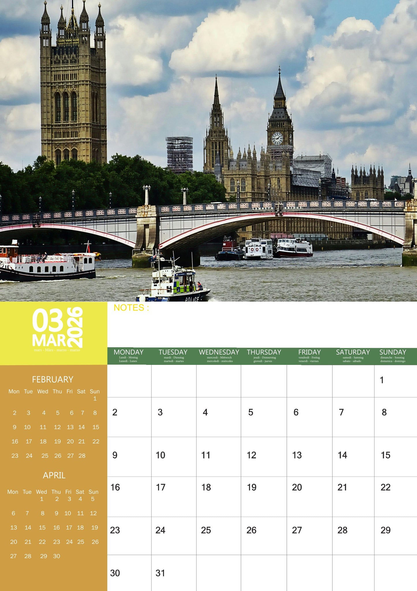 London Calendar 2026 – M-PRA Range
