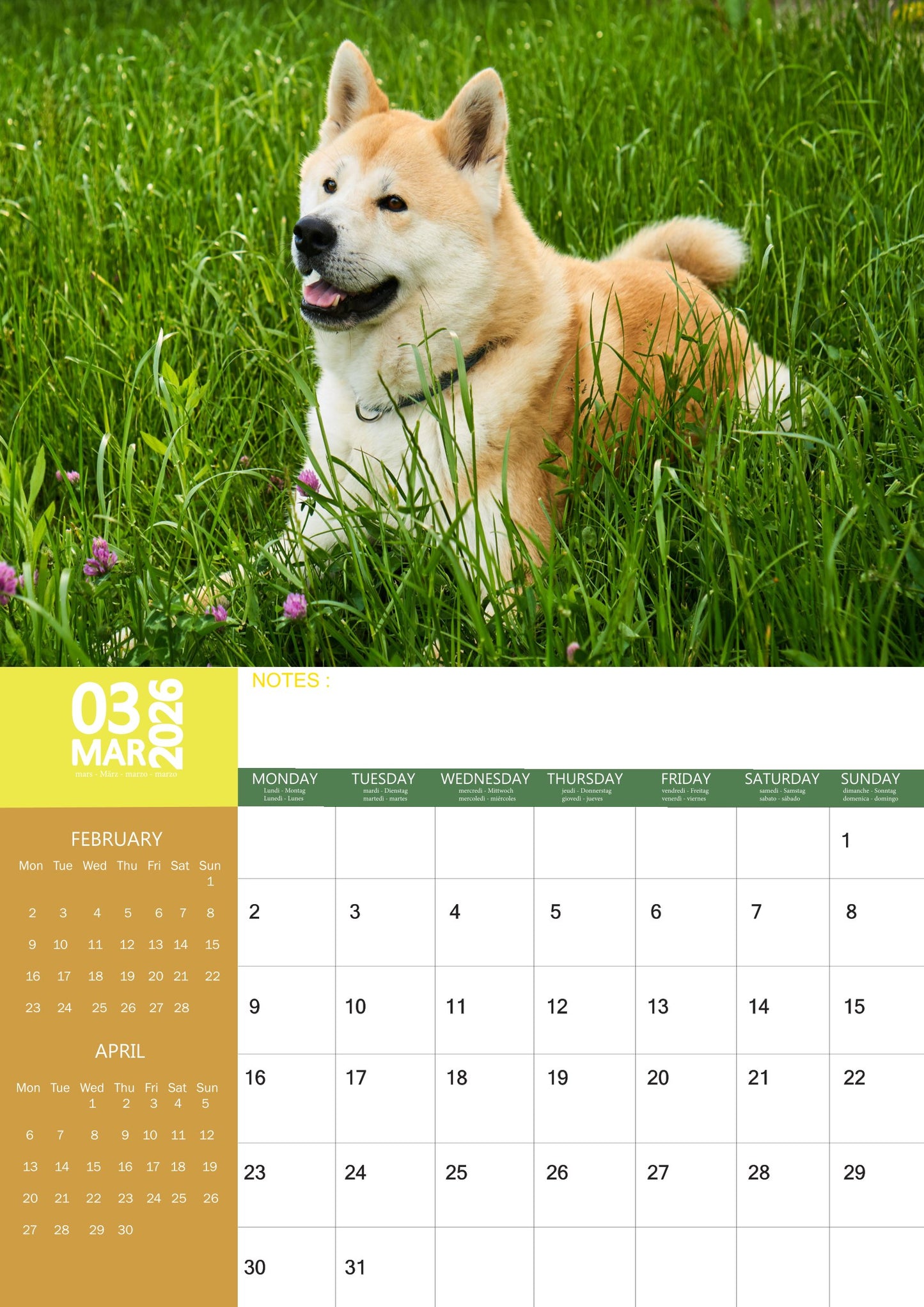 Akita Dog Calendar 2026 – M-PRA Range