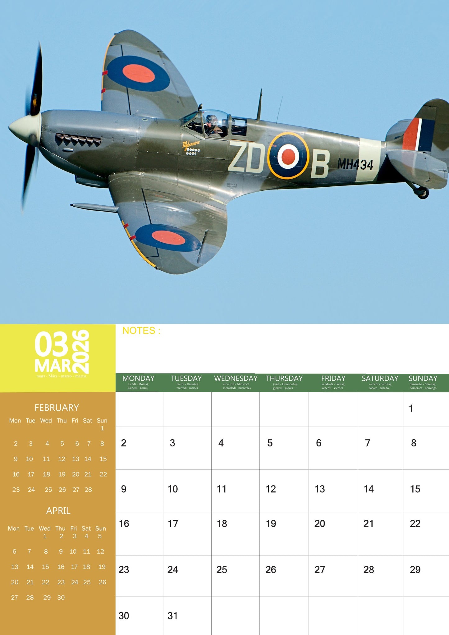 Spitfire Transport Calendar 2026 – M-PRA Range