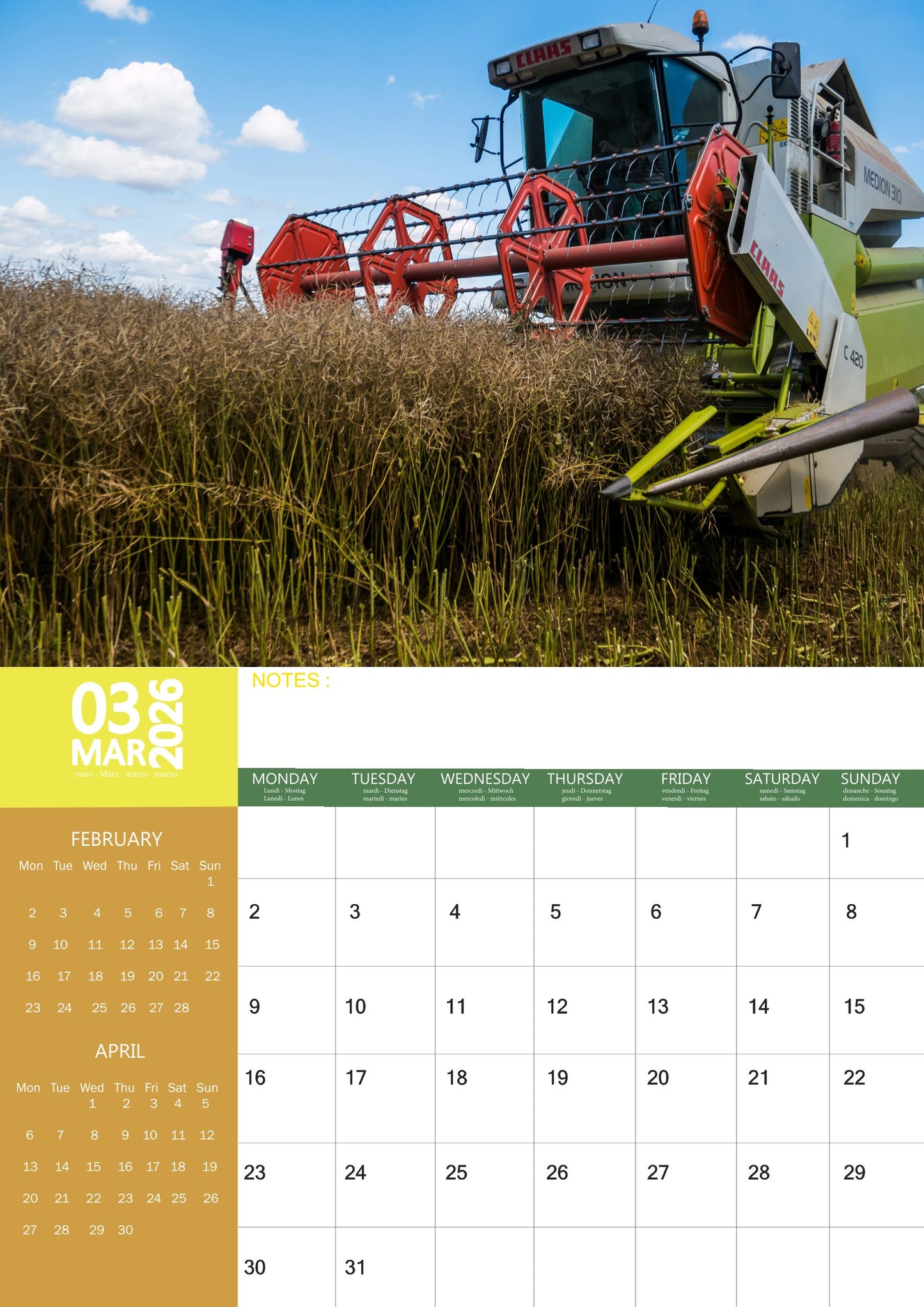 Tractor Transport Calendar 2026 – M-PRA Range