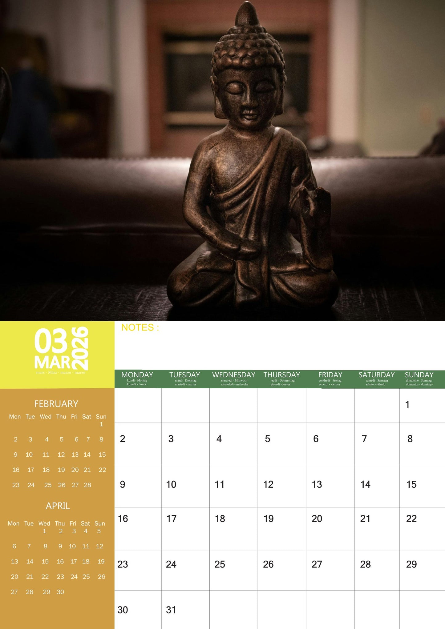 Meditation Sculpture Art Calendar 2026 – M-PRA Range