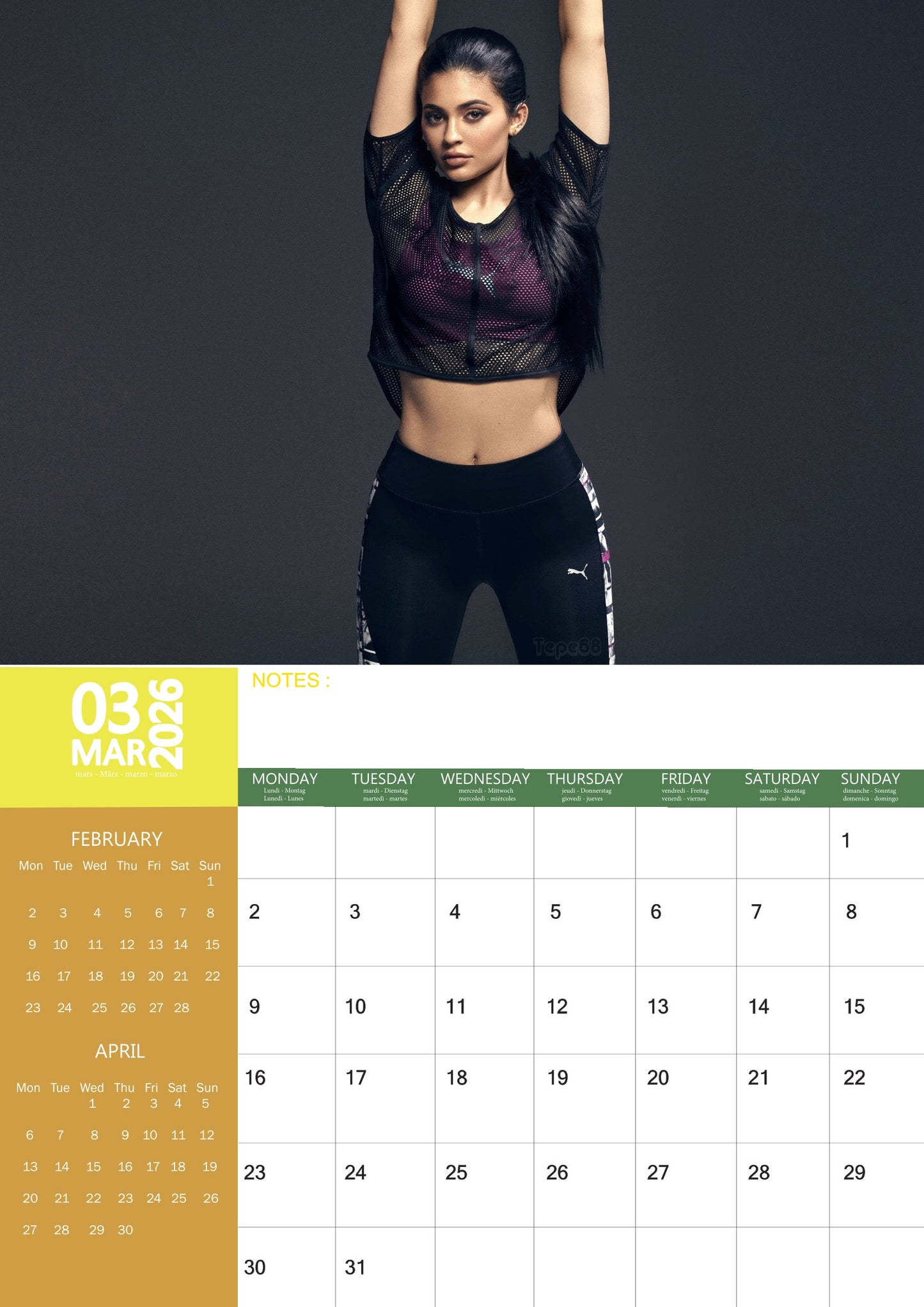 Kylie Jenner Celebrity Calendar 2026 – M-PRA Range