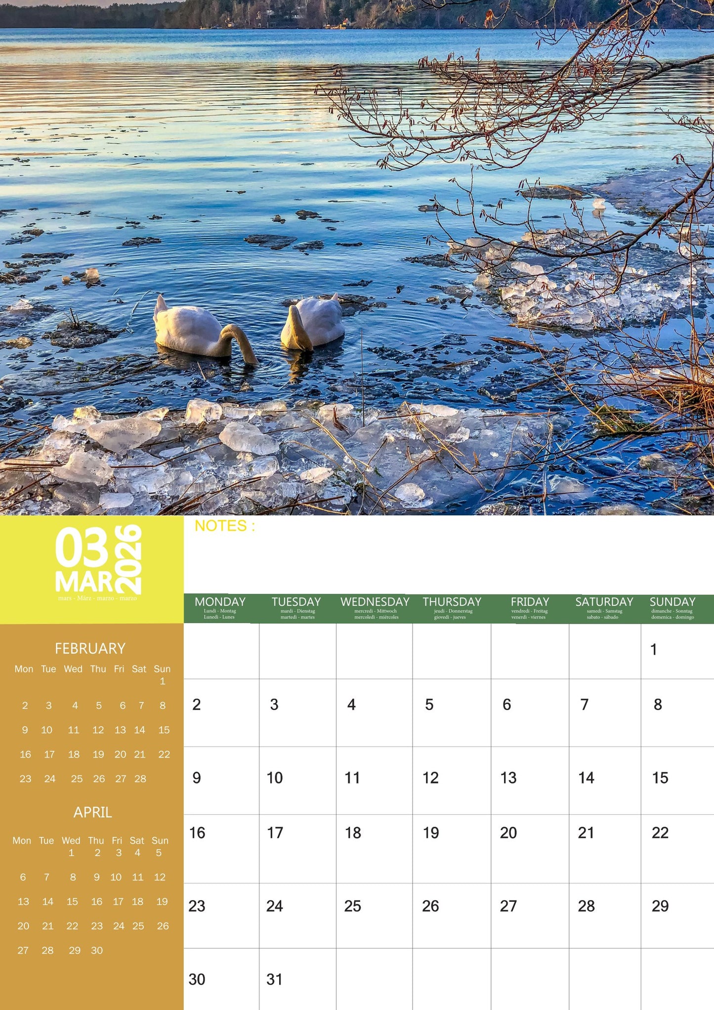 Sweden Calendar 2026 – M-PRA Range