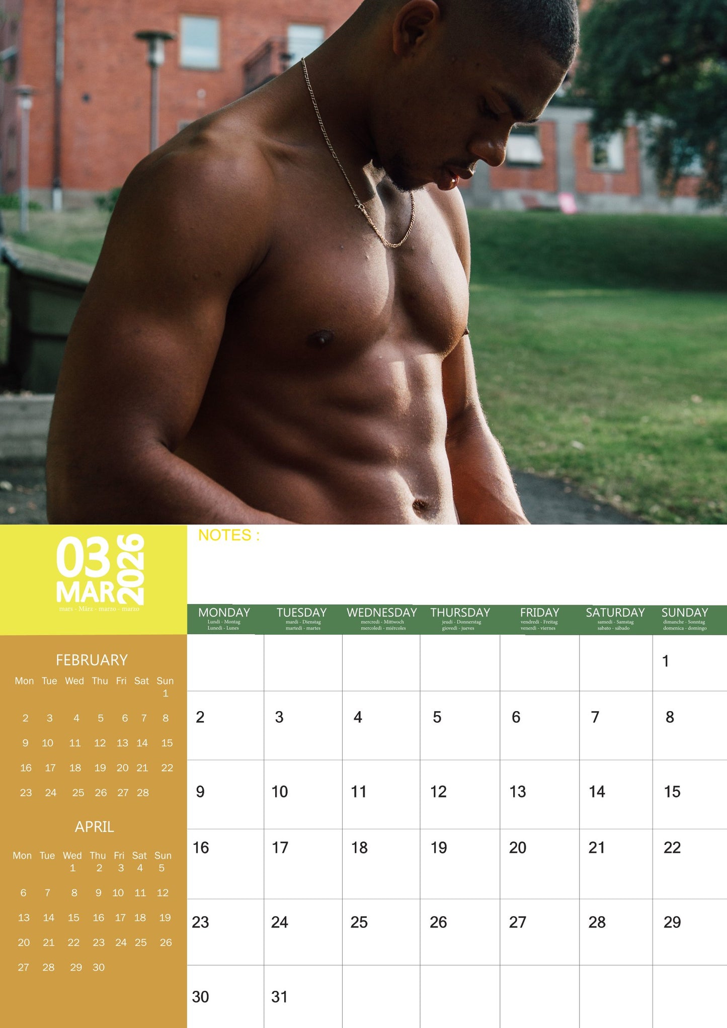 Ebony Male Calendar 2026 – M-PRA Range