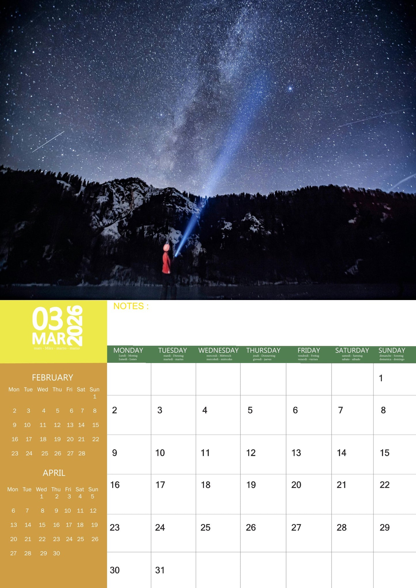 Stargazing Natural Calendar 2026 – M-PRA Range