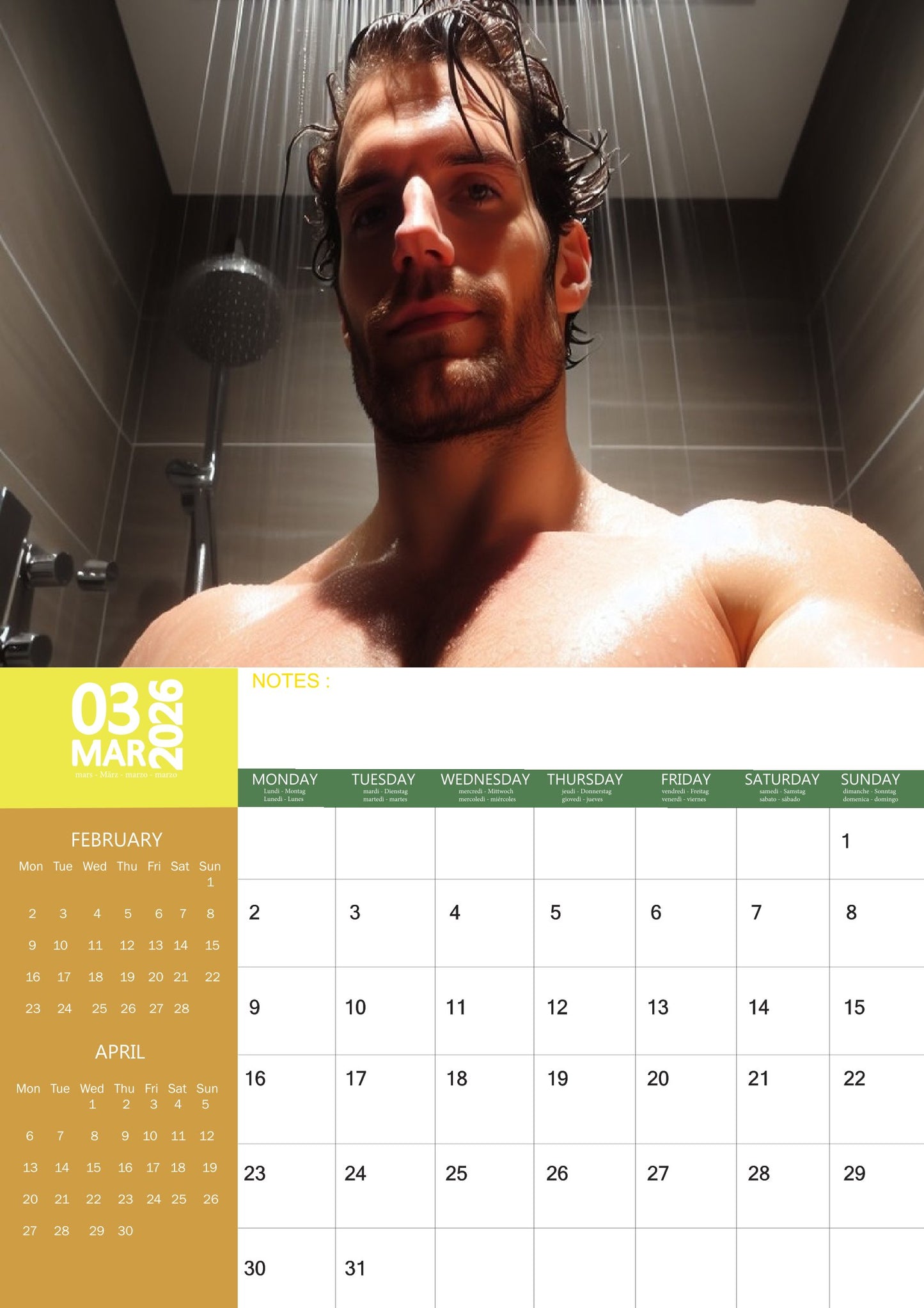 Henry Cavill Celebrity Calendar 2026 – M-PRA Range