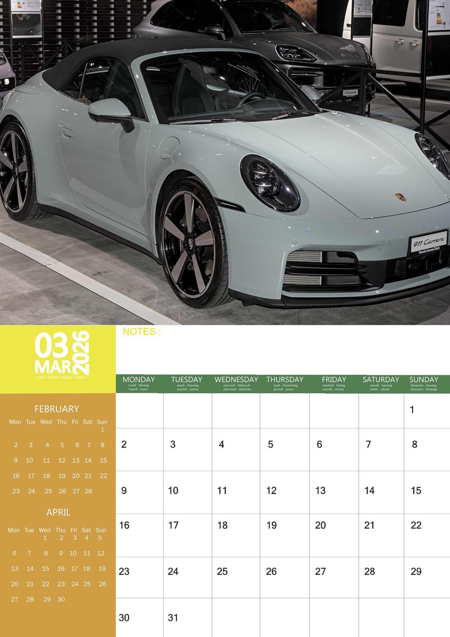 Porsche Transport Calendar 2026 – M-PRA Range