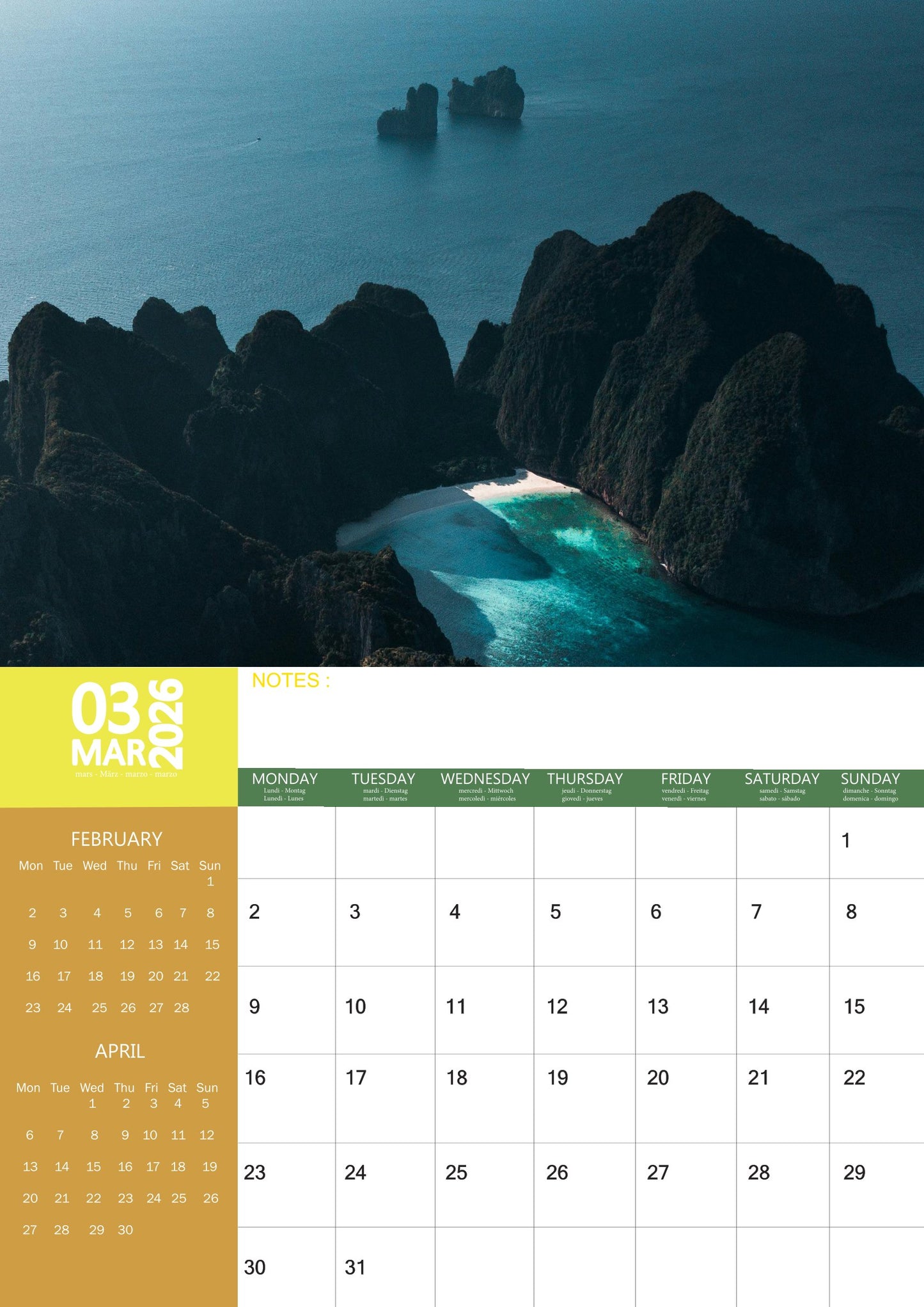 Thailand Calendar 2026 – M-PRA Range