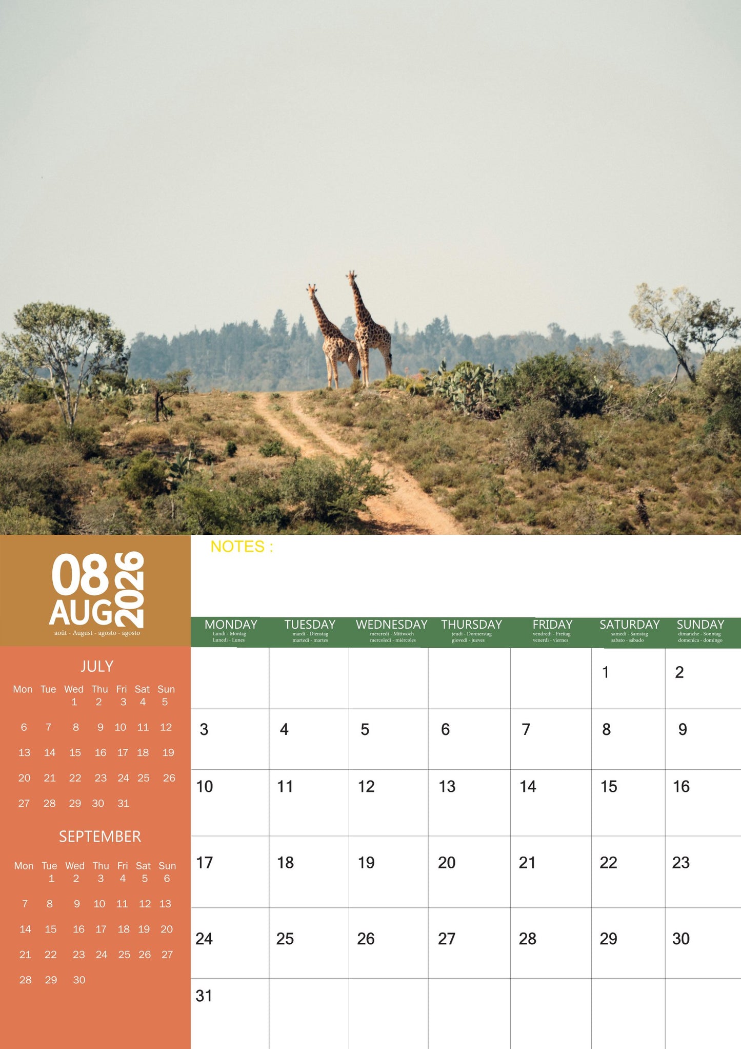 Giraffe Calendar 2026 – M-PRA Range
